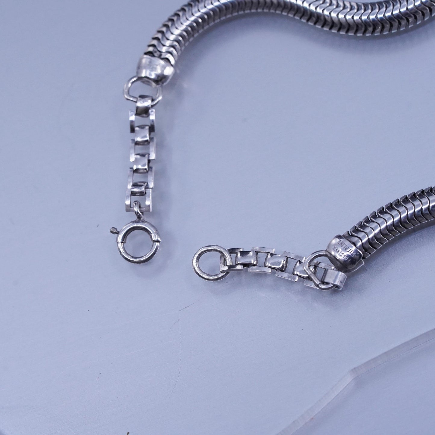 16” 5mm, Vintage Forstner Thick Sterling 925 Silver Snake Choker Necklace