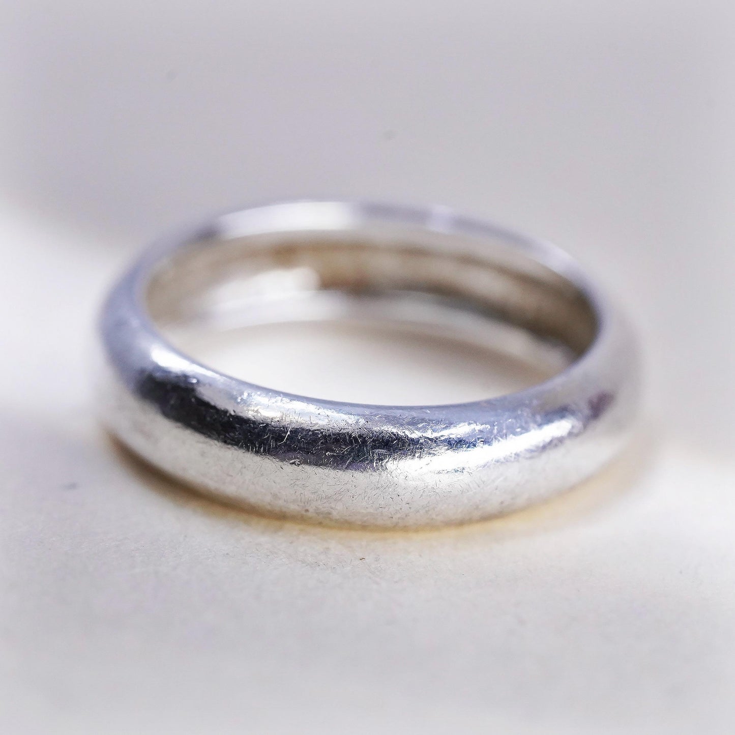Size 6, Vintage sterling silver handmade ring, 925 silver band, wedding band