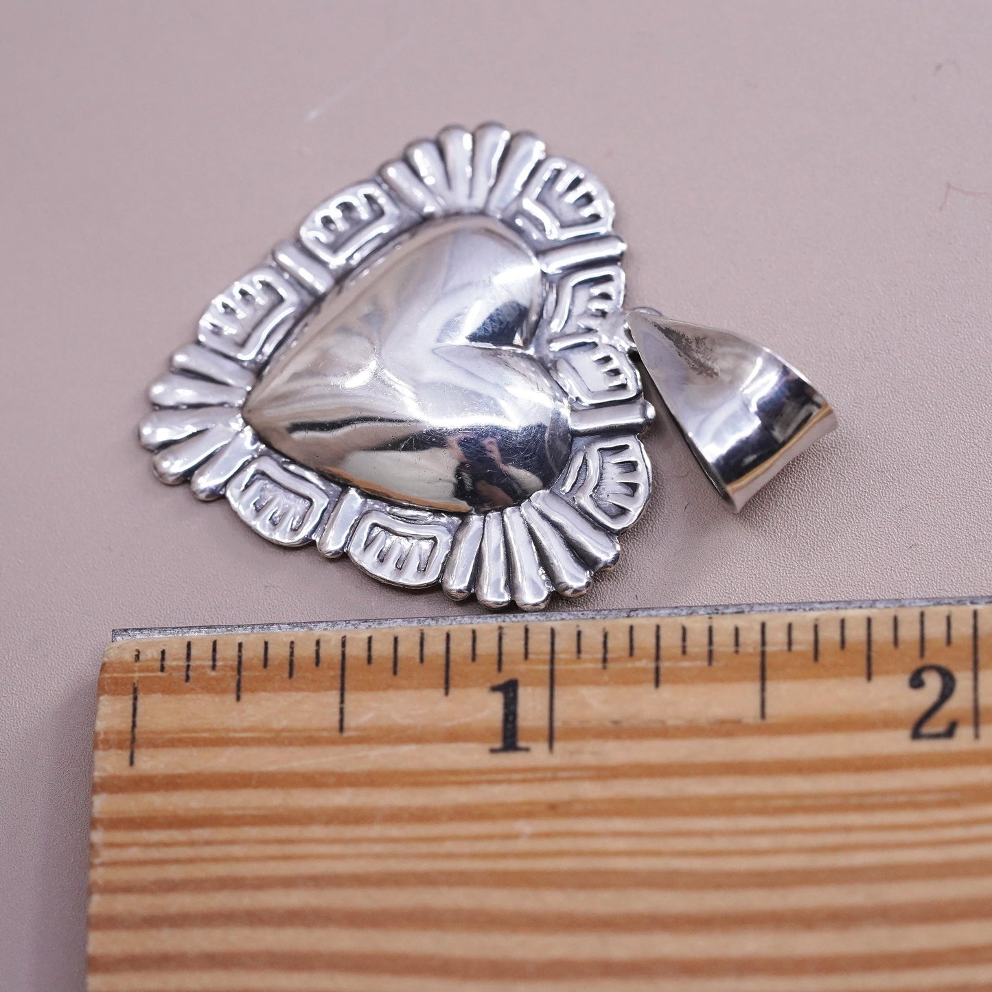 Italian Sterling silver handmade pendant, solid 925 heart