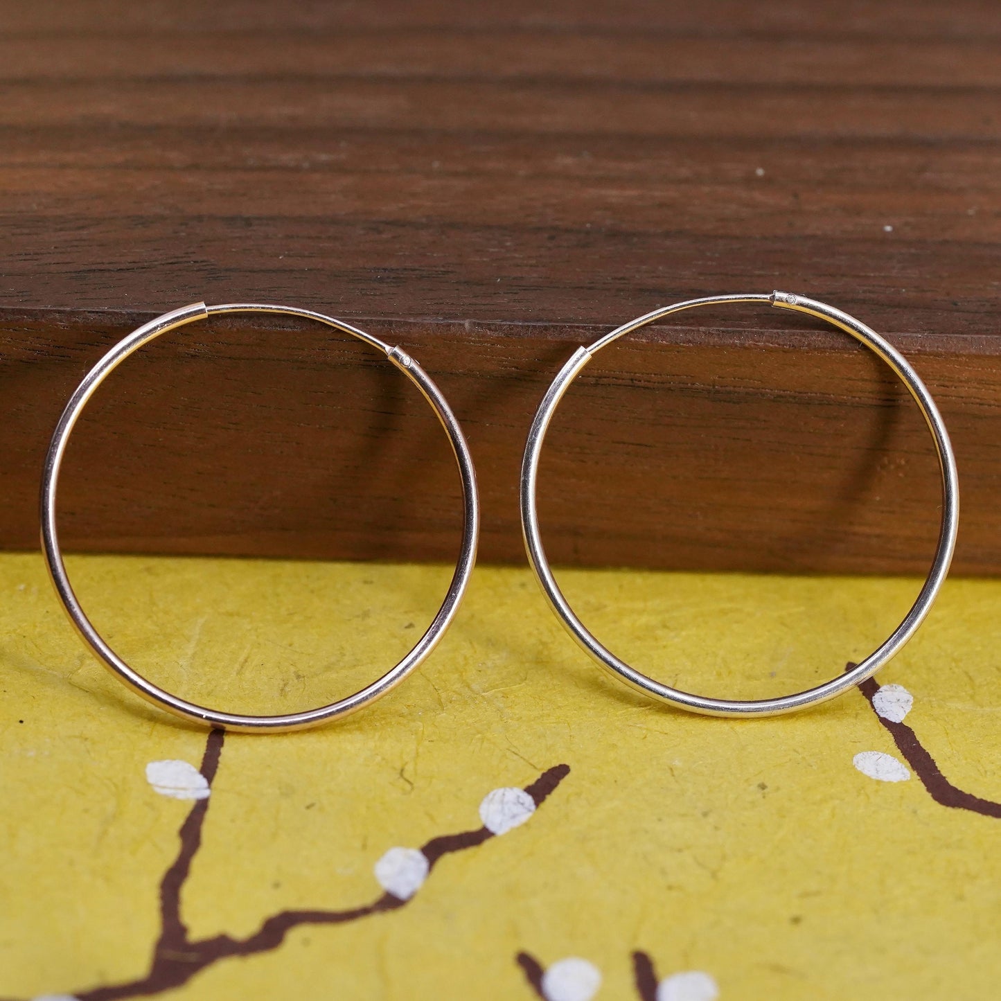 1.25", Vintage vermeil gold plated Sterling silver earrings, 925 thin hoops