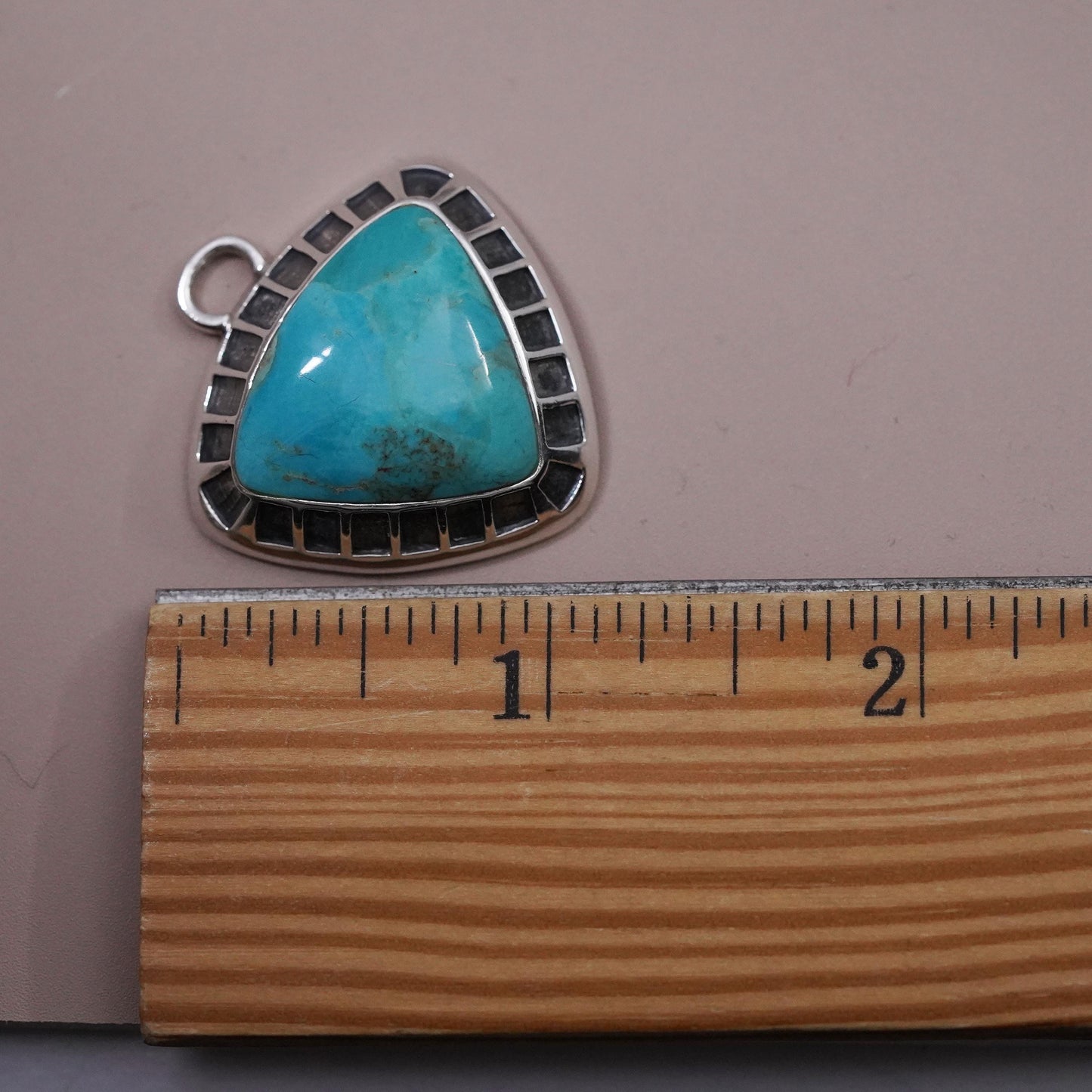 Vintage Barse Sterling 925 silver handmade pendant with triangular turquoise