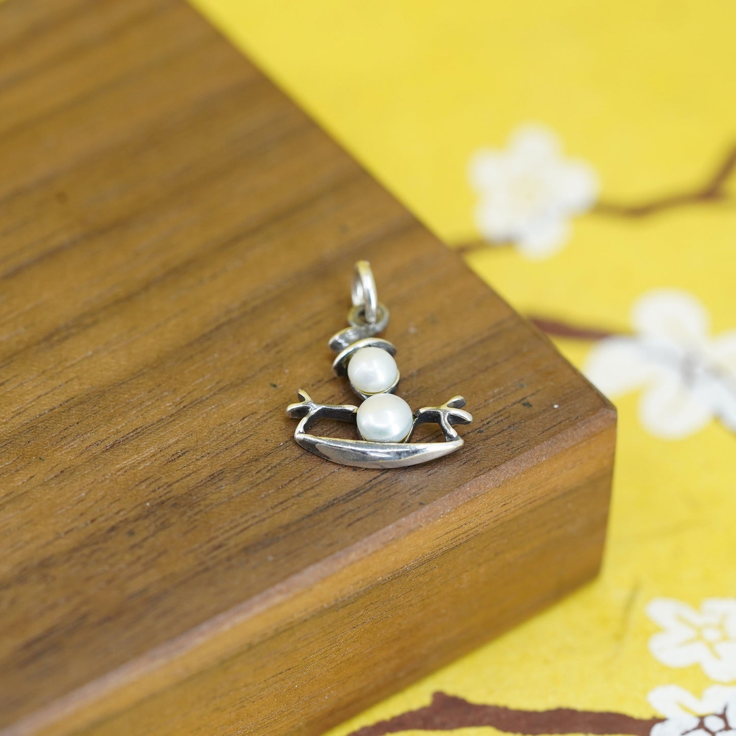 Vintage southwestern Sterling silver 925 handmade snowman charm with pearl