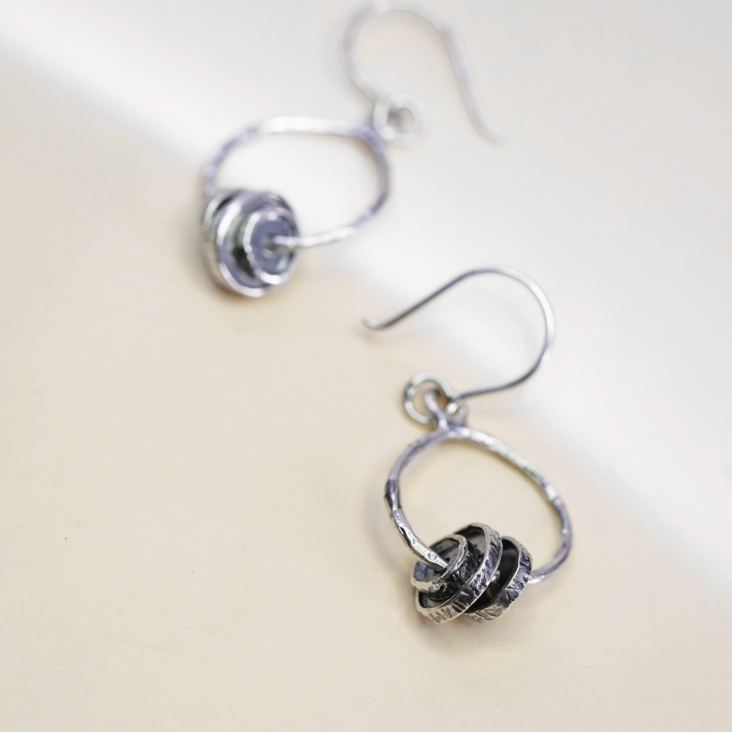 Vintage PZ Paz Israel Sterling Silver 925 hammered textured disc earrings beads