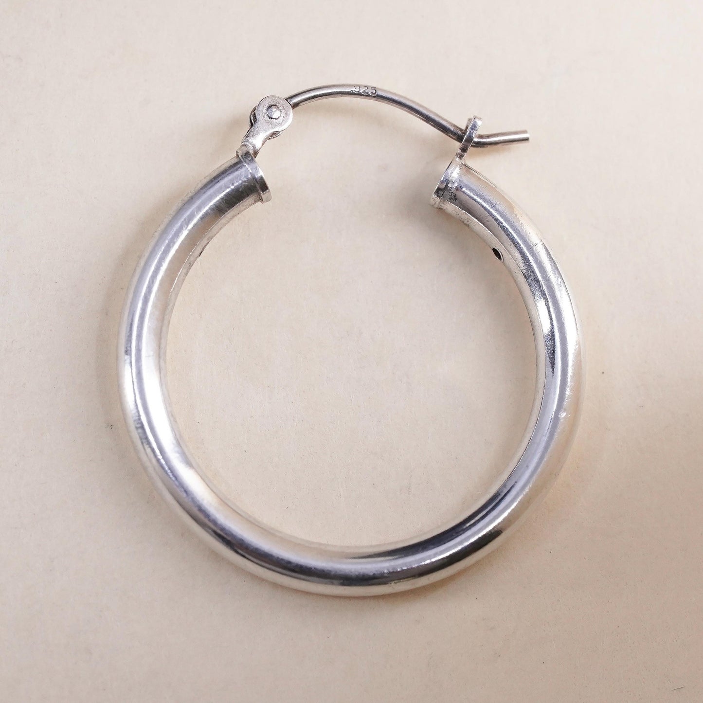1", Vintage sterling silver loop single earring, minimalist primitive hoop