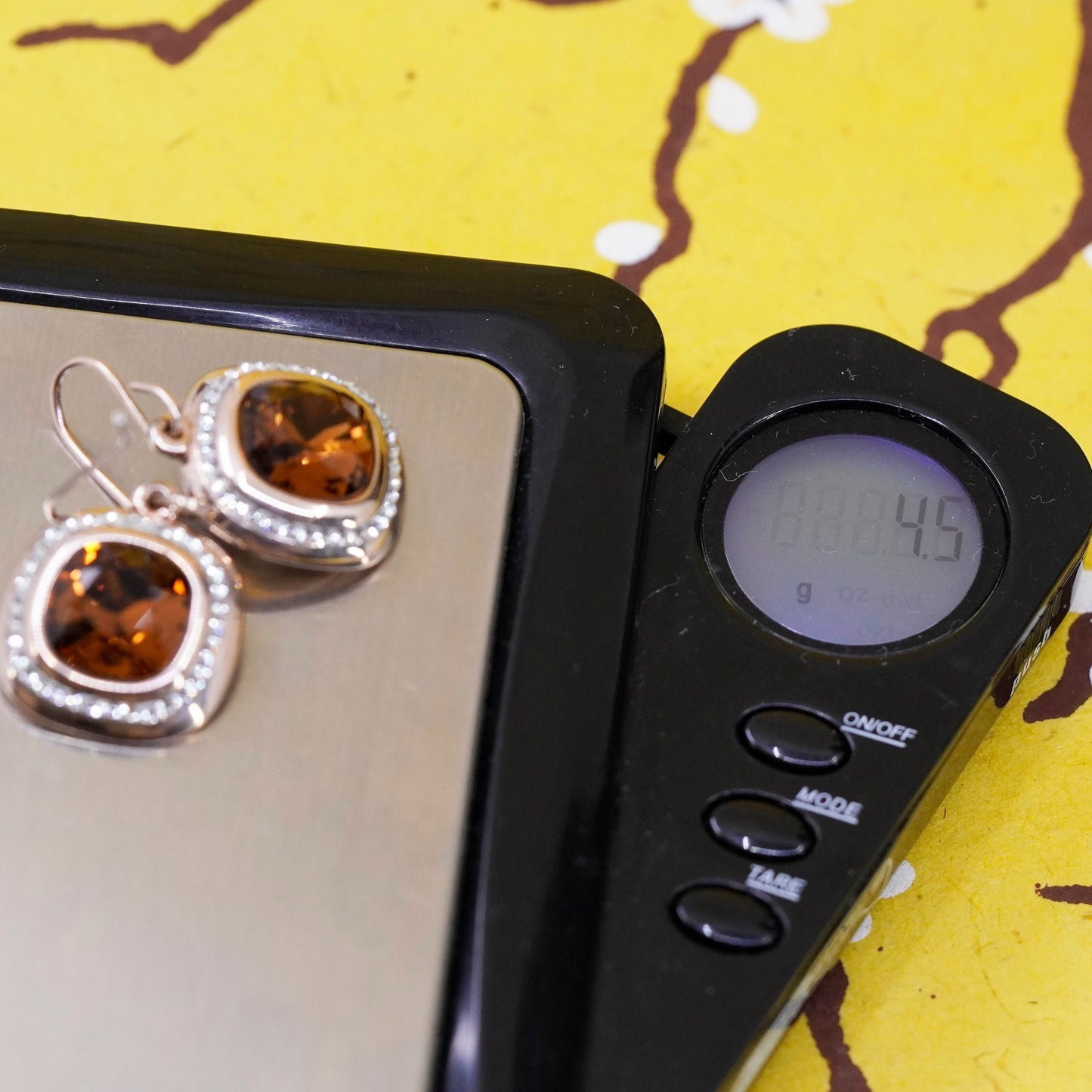 rose gold over Sterling 925 silver handmade earrings with checker cut crystal