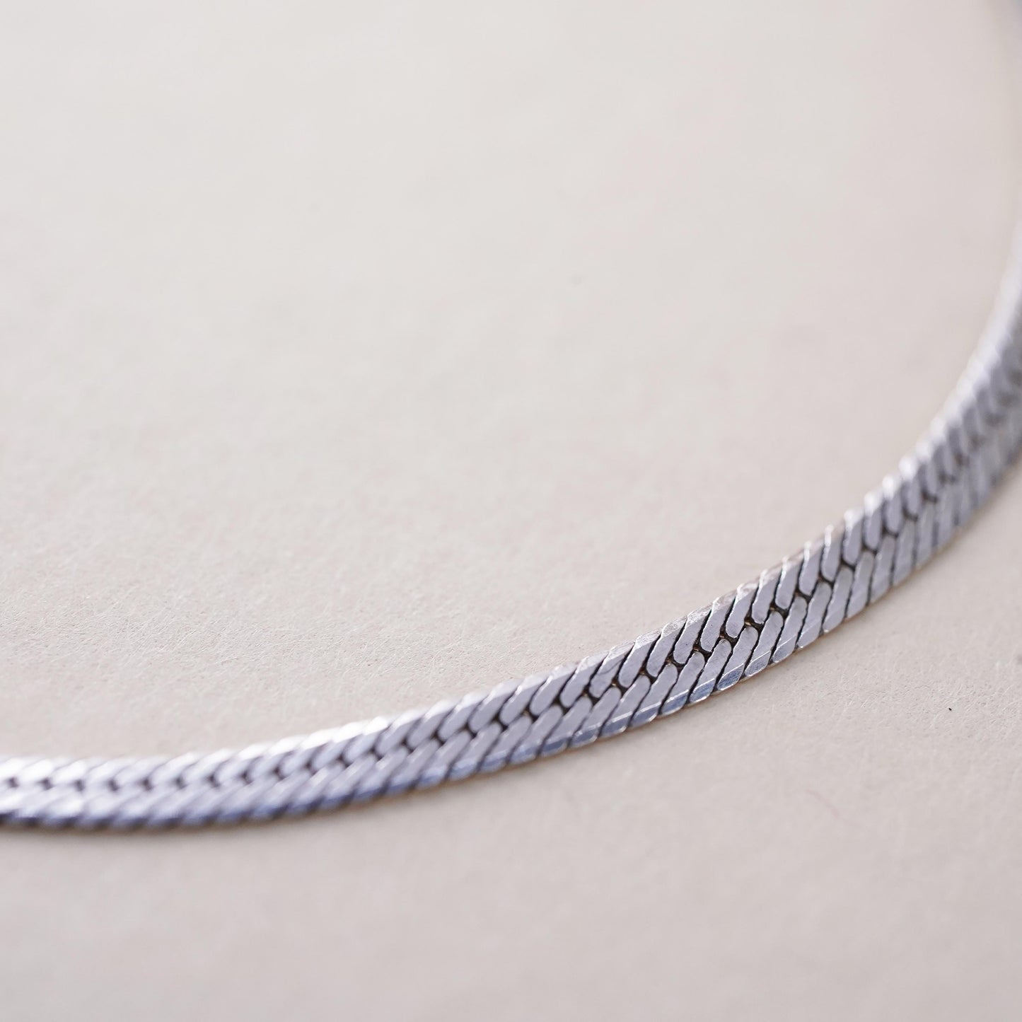 7.5” 3mm, Vintage sterling 925 silver bracelet, herringbone link bracelet