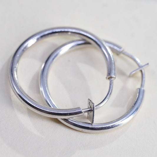 0.75", Vintage sterling silver loop earrings, fashion, fine 925 silver hoops