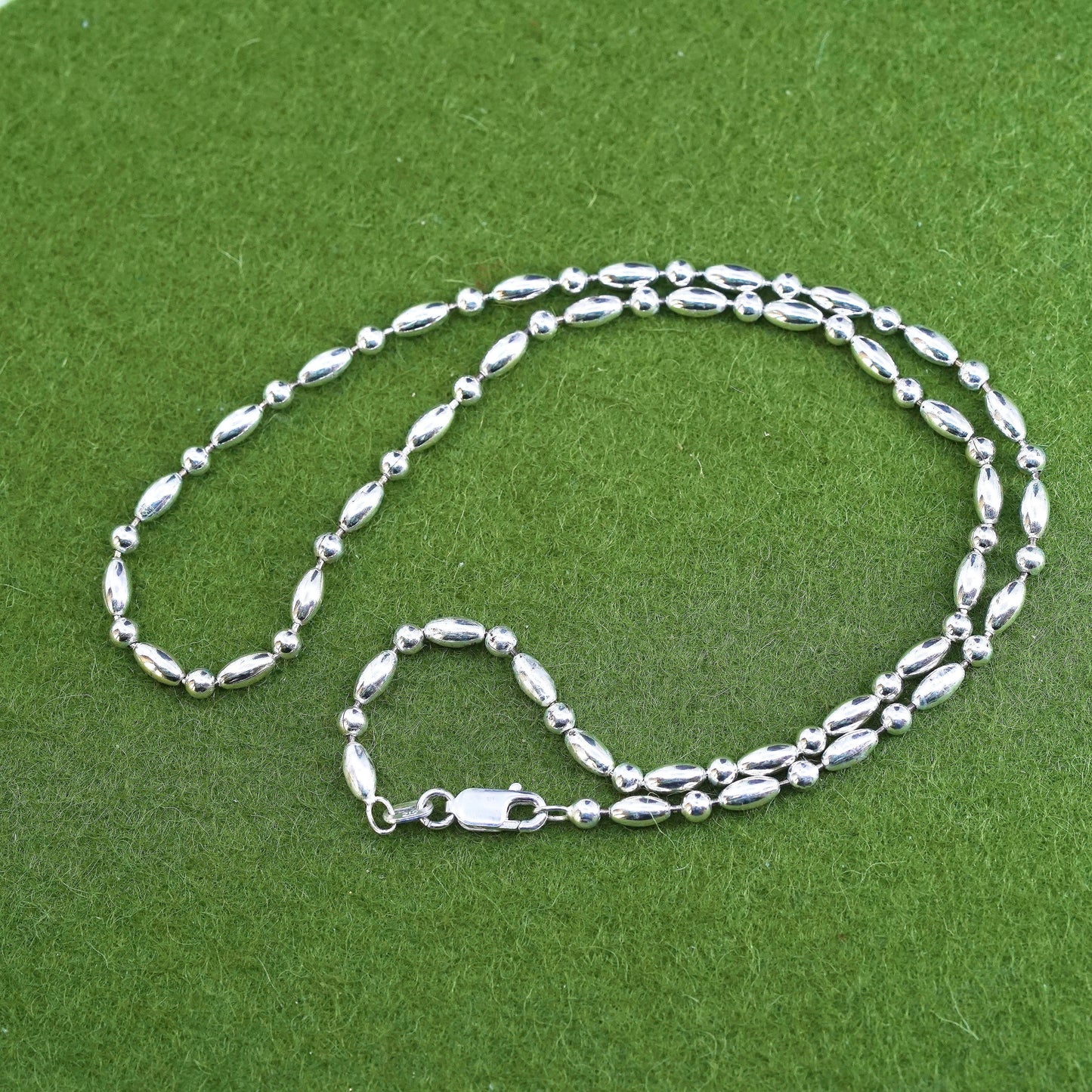 18", 3mm, Vintage sterling silver bold beads chain, 925 necklace