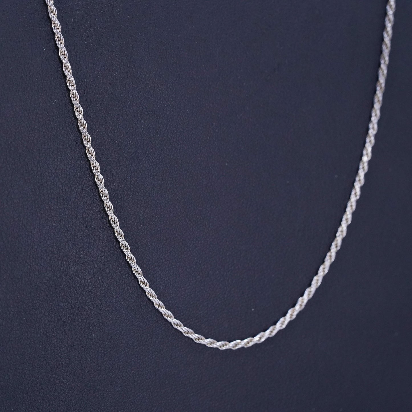 24” Italy Sterling 925 silver rope chain necklace 14K yellow gold 585 clasp