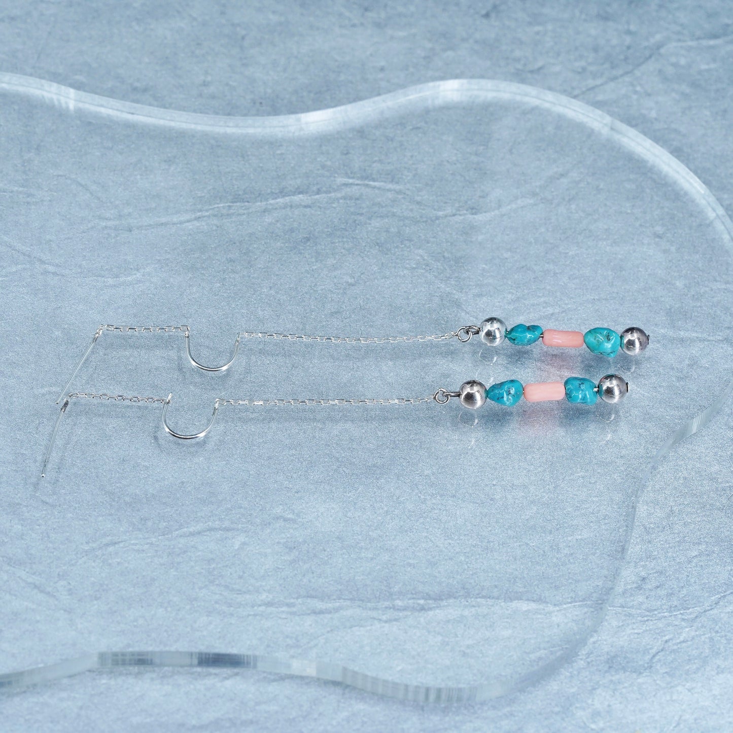 Vintage Native American Navajo sterling 925 silver handmade earrings turquoise