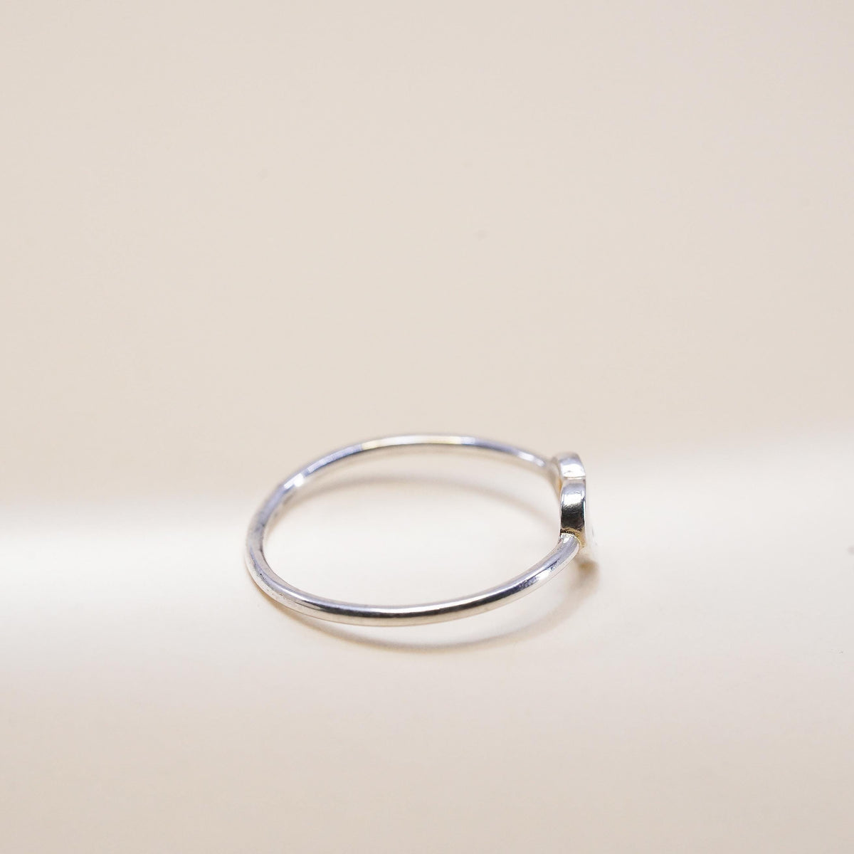 Size 5.75, Vintage sterling silver handmade stackable ring, 925 heart band
