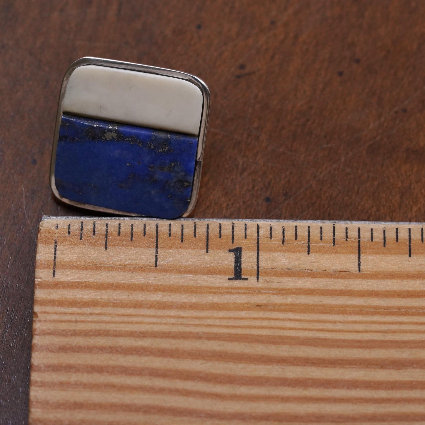 southwestern single earring. Navajo Sterling 925 silver square stud lapis