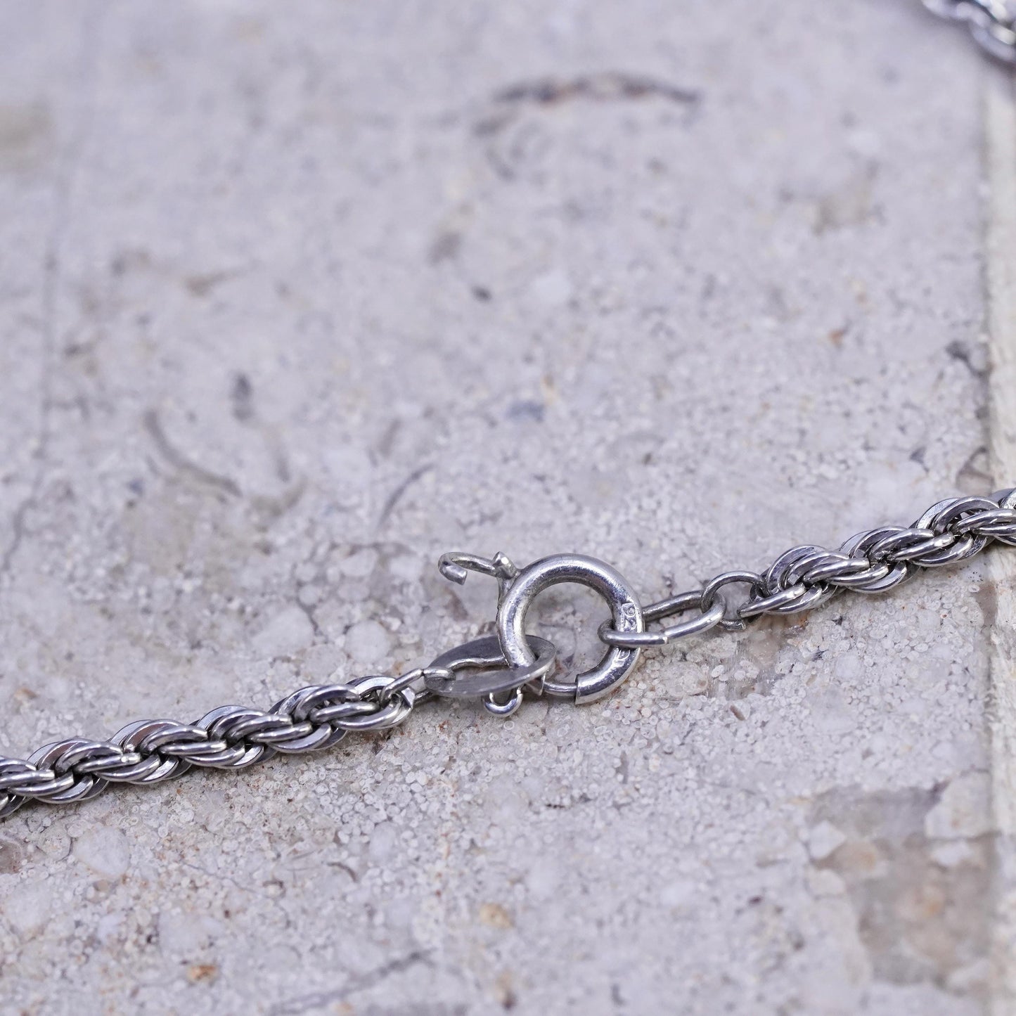 20" 2mm, vintage Sterling silver handmade necklace, 925 rope chain