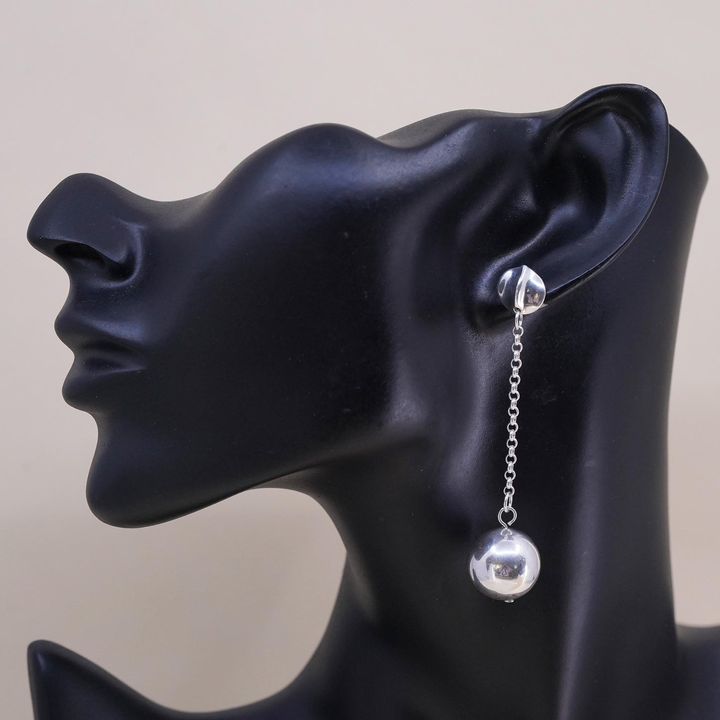 Robert Lee Morris Sterling 925 Silver RLM STUDIO Shiny drop ball single earring