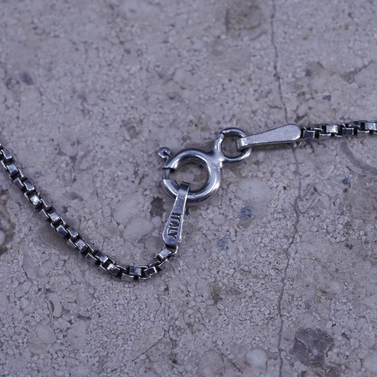 18", 1mm, vintage Sterling silver handmade necklace, 925 box chain