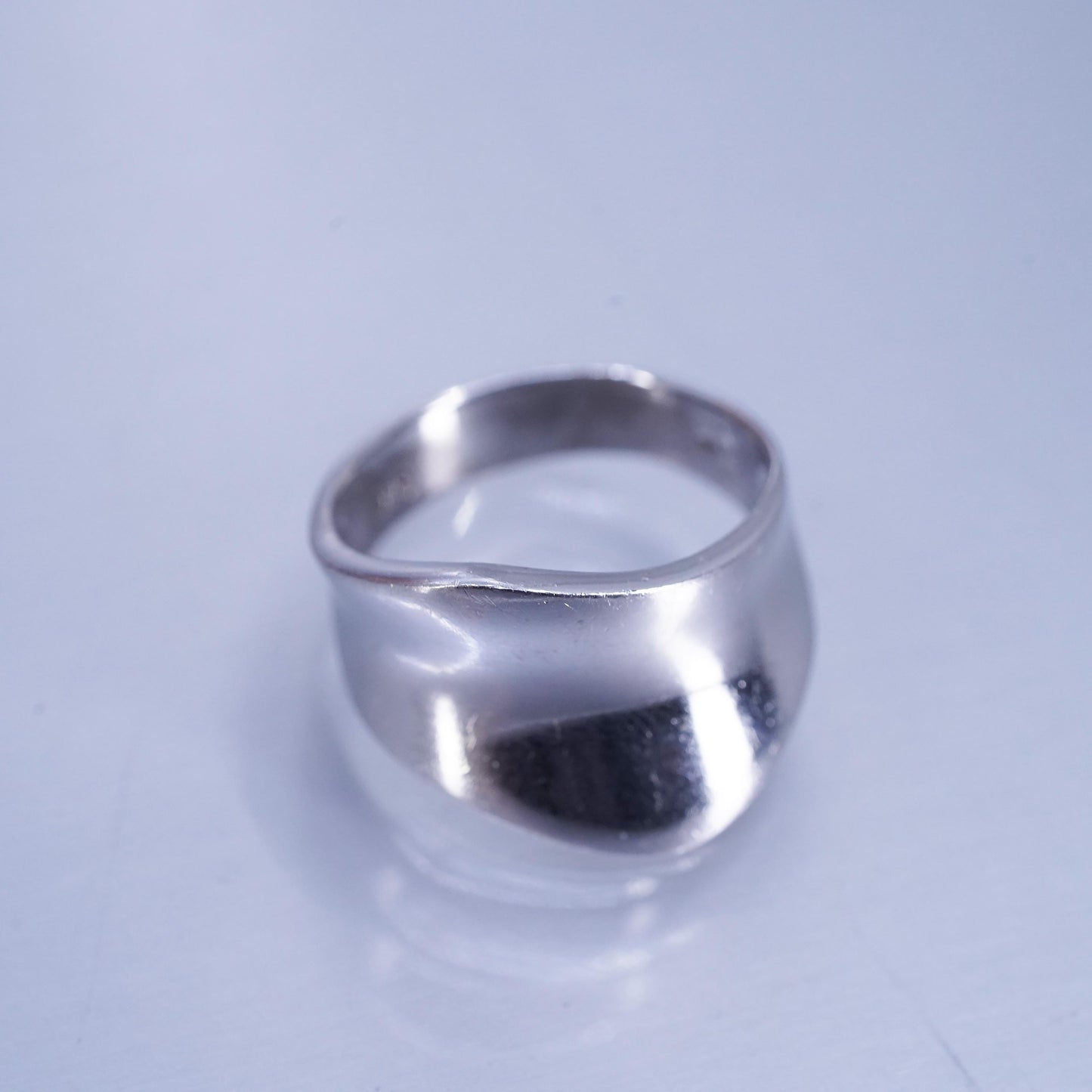 Size 9.5, vintage modern Sterling 925 silver handmade ring, wavy band