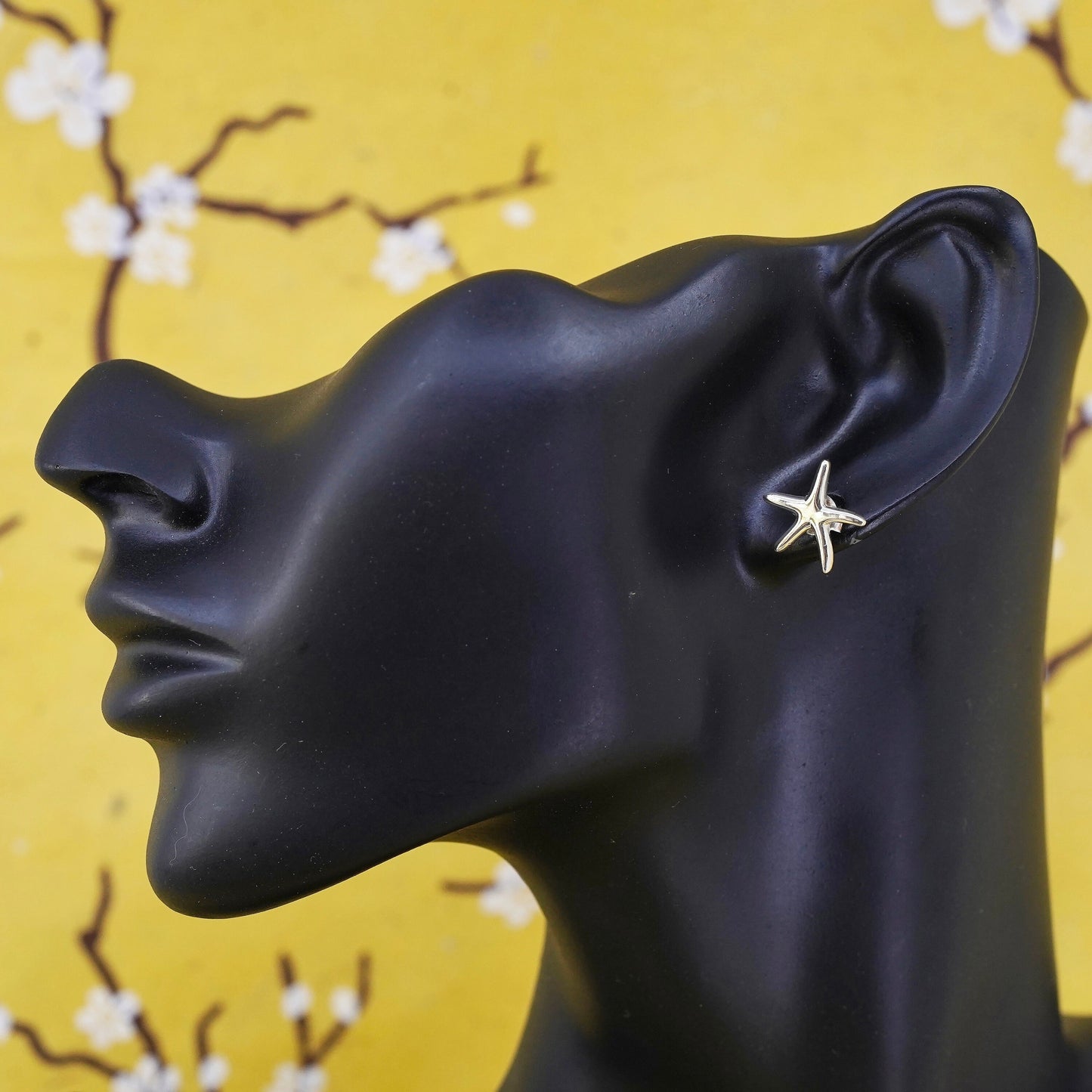 Vintage Sterling silver handmade earrings, 925 sea star starfish studs