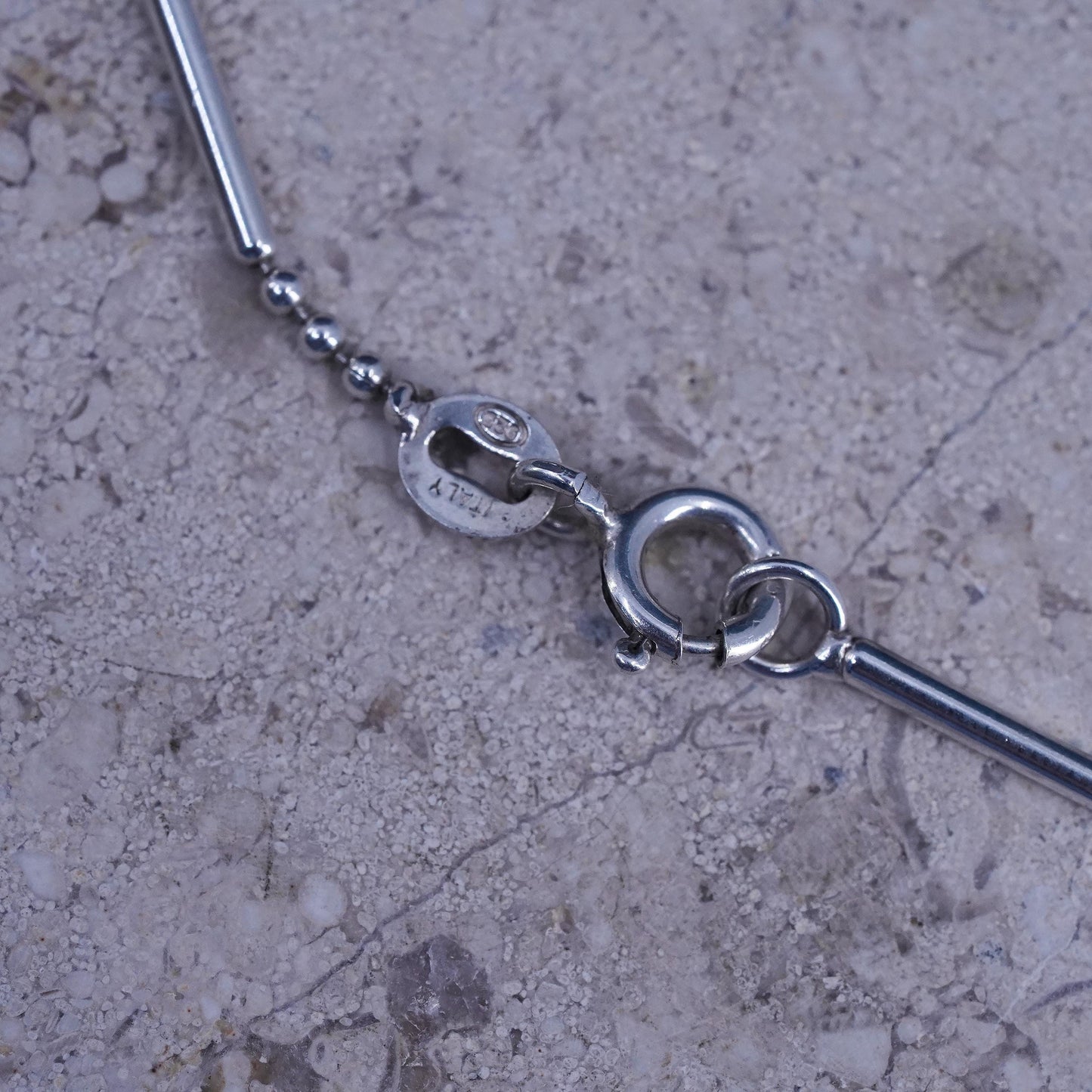 16”, 1mm, vintage Sterling silver handmade necklace, 925 bar beads chain