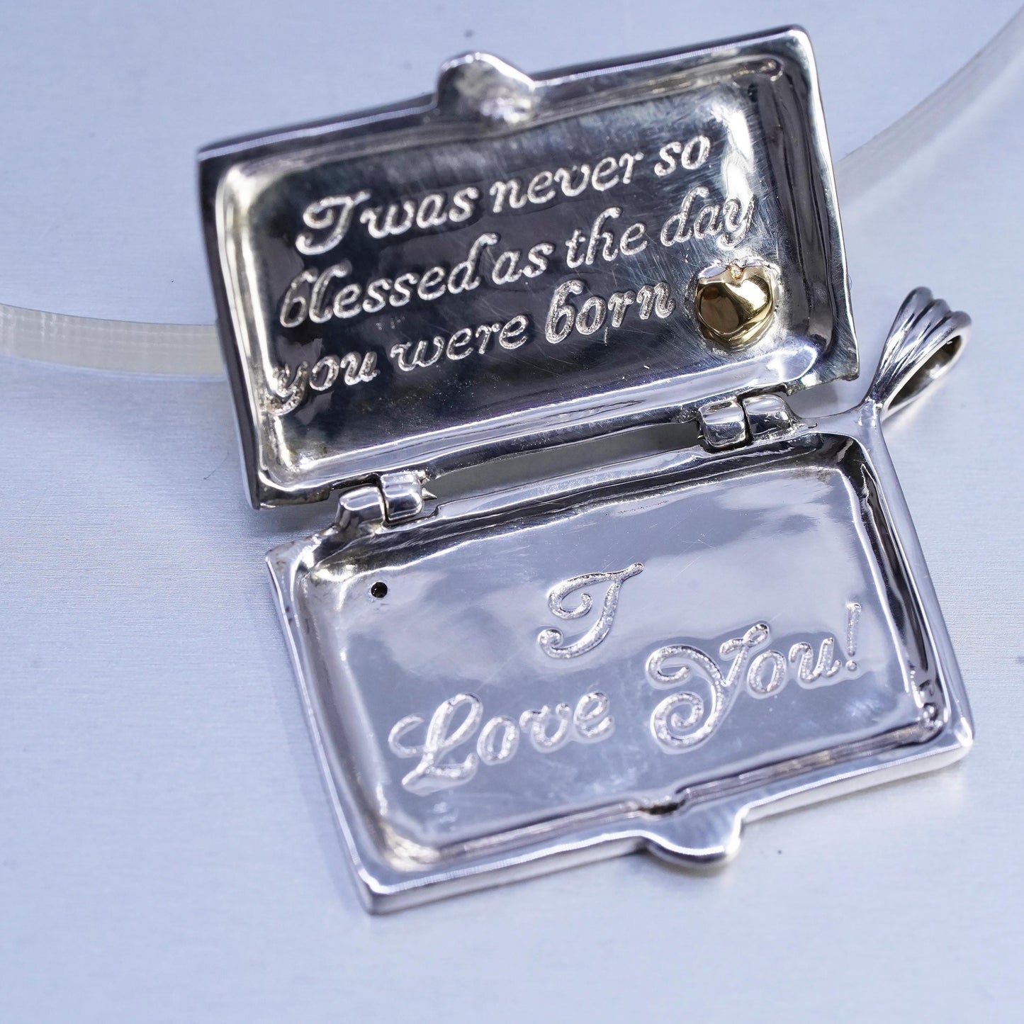 Bradford Exchange 925 Sterling Silver Letter Of Love Locket pendant gold heart