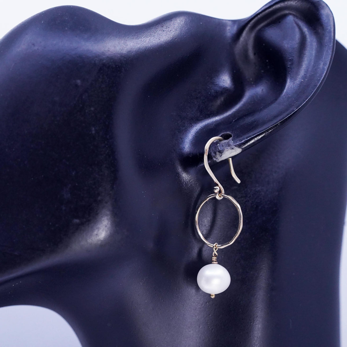 Vintage vermeil gold over Sterling 925 silver circle earrings freshwater pearl