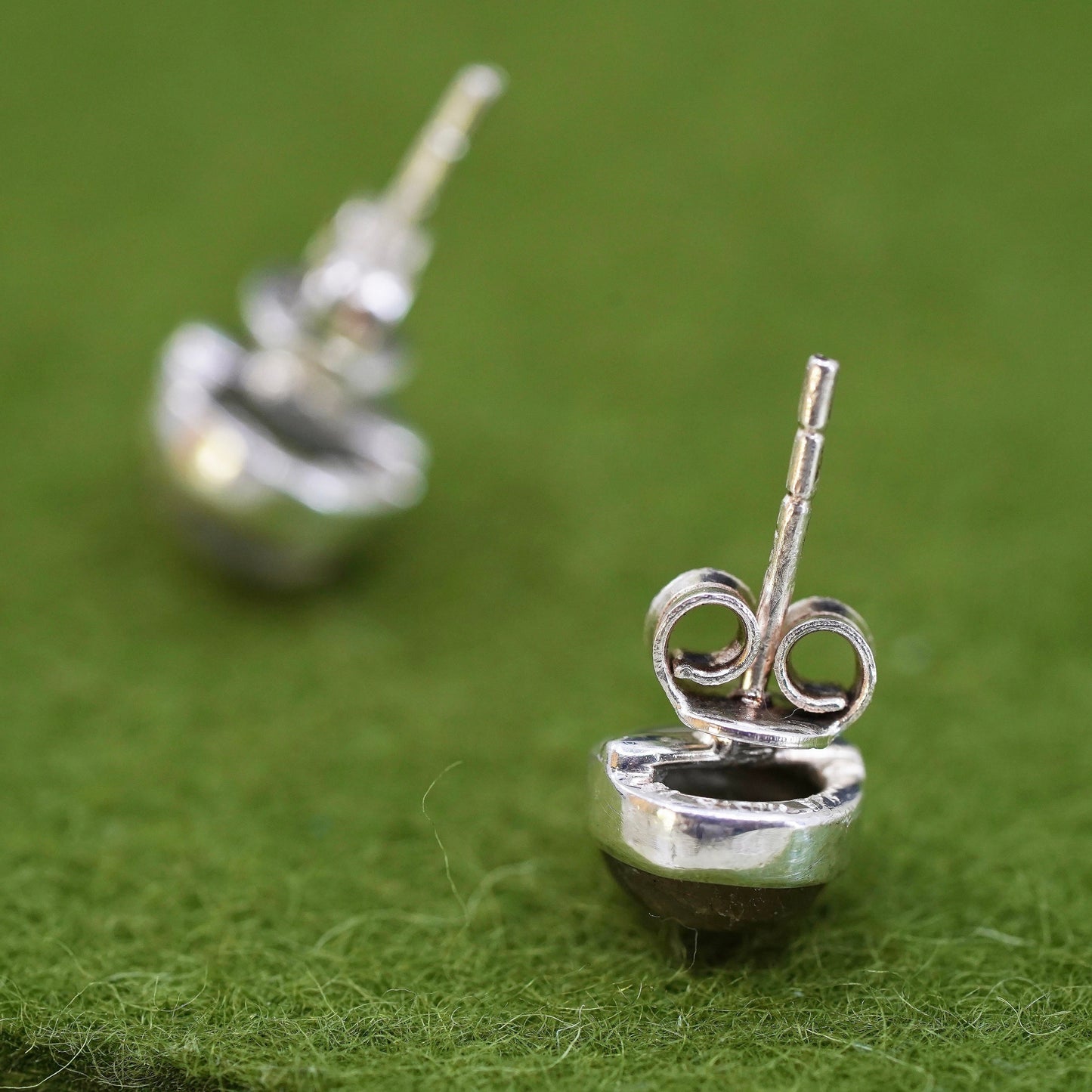 Vintage Sterling 925 silver handmade studs earrings with moonstone