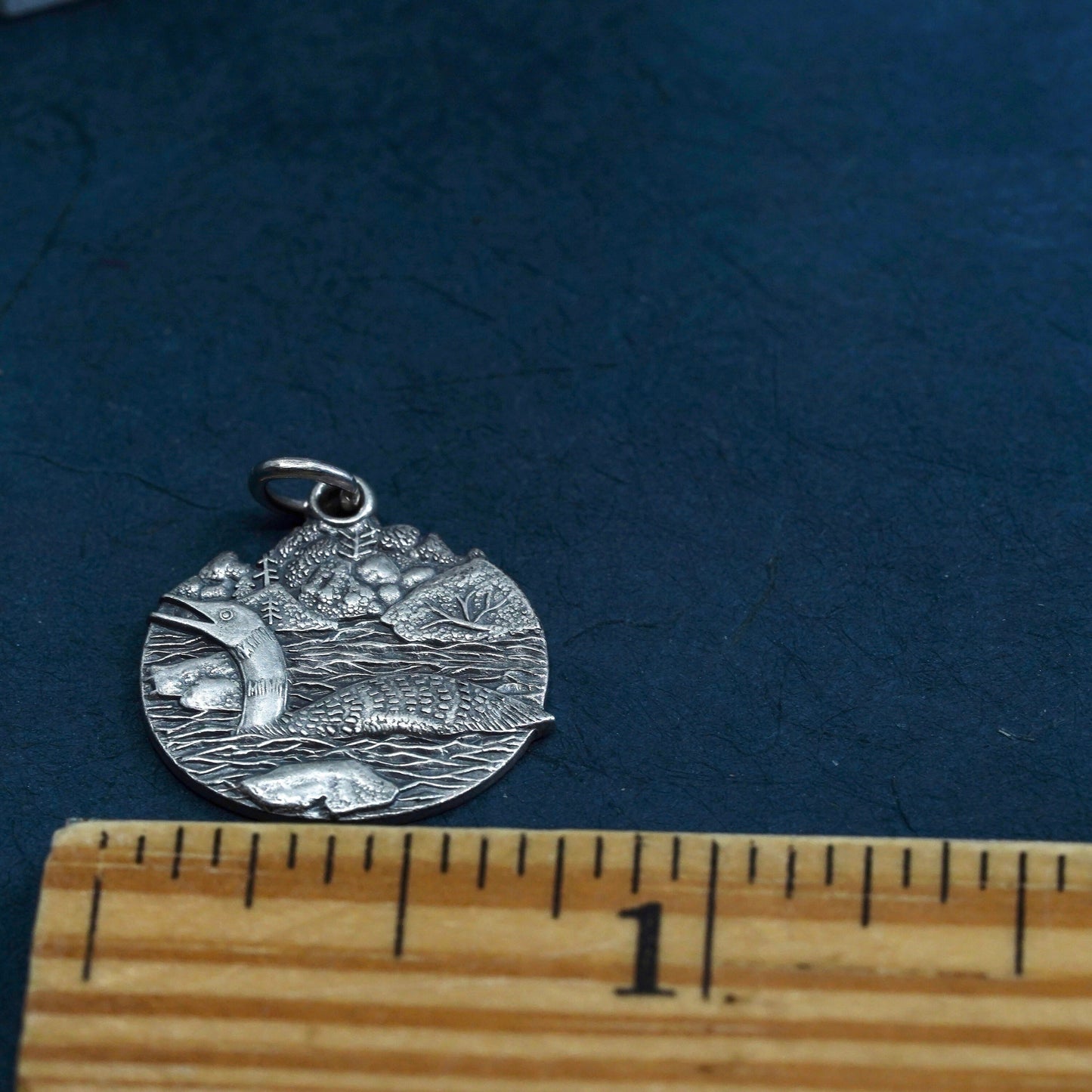 sterling silver handmade pendant, 925 loon minnesota state bird tag charm