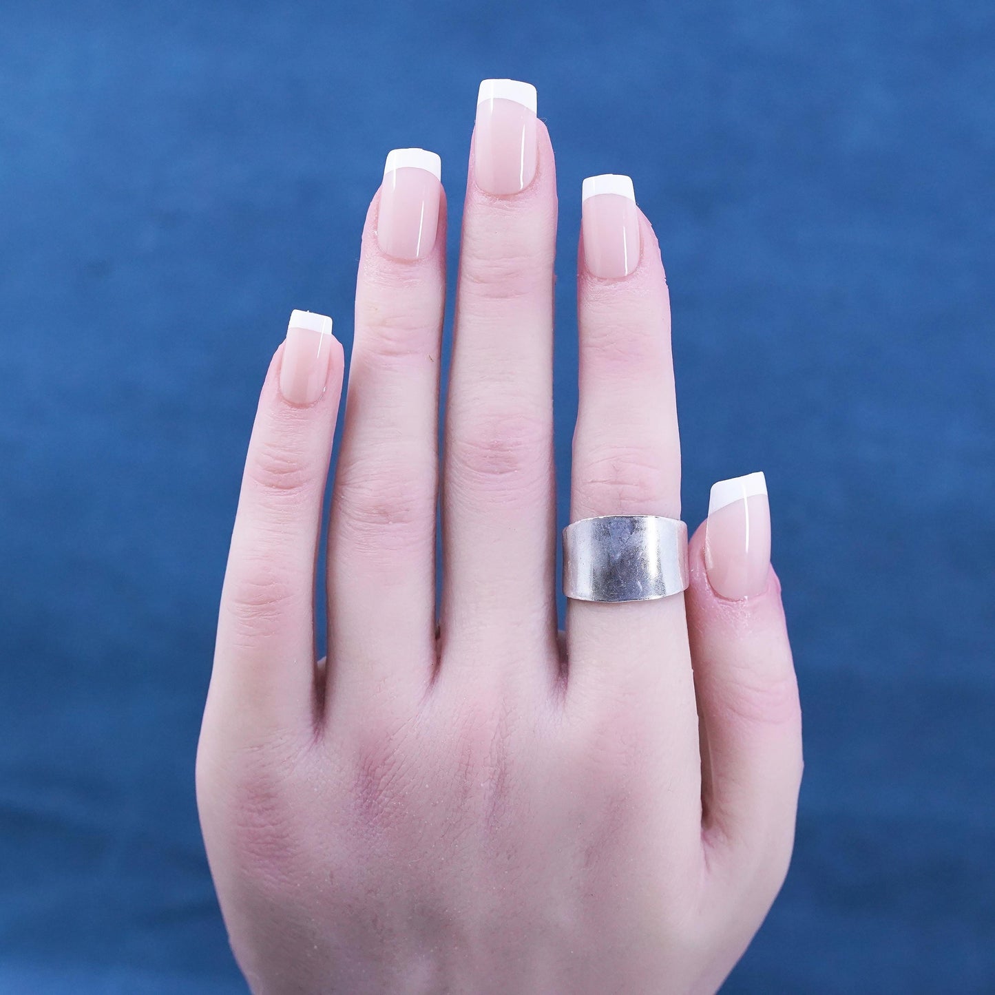 Size 5.75, vintage Sterling silver handmade ring, wide 925 band