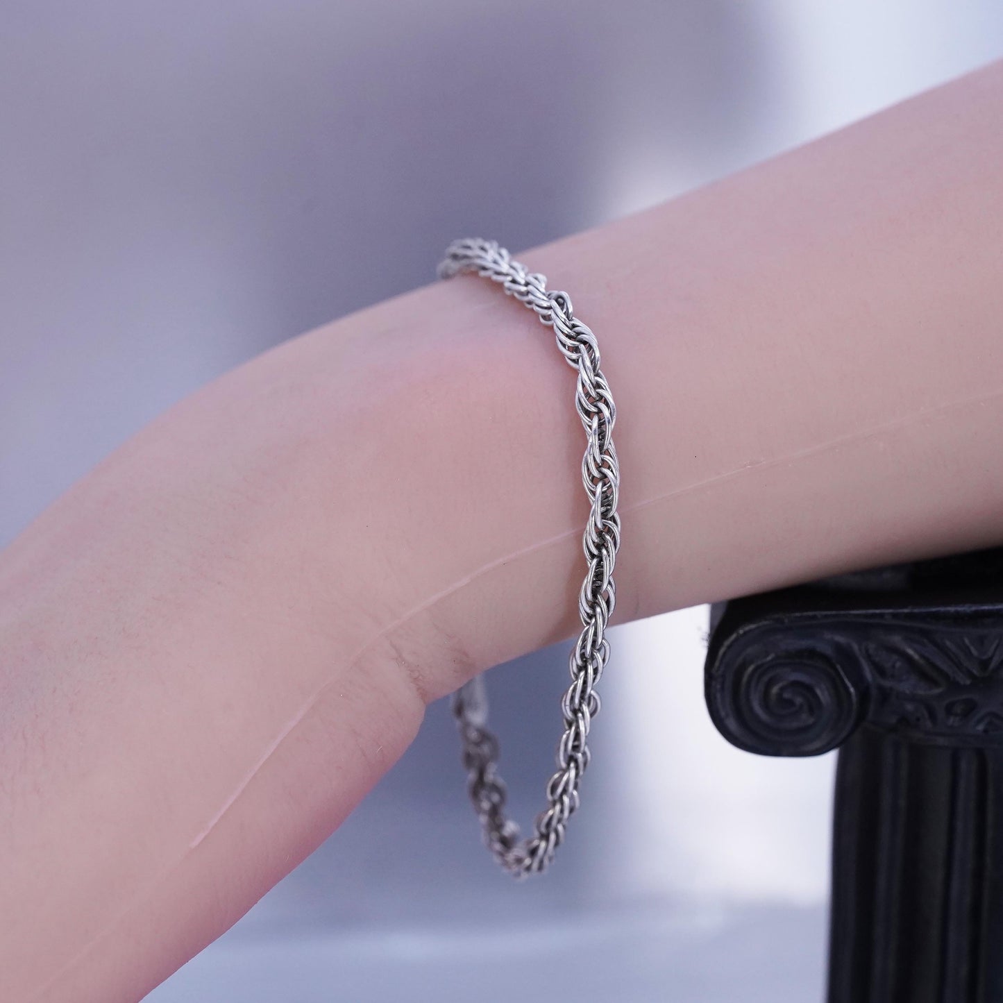 7”, vintage Italian Milor Sterling 925 silver bracelet, Singapore rope chain