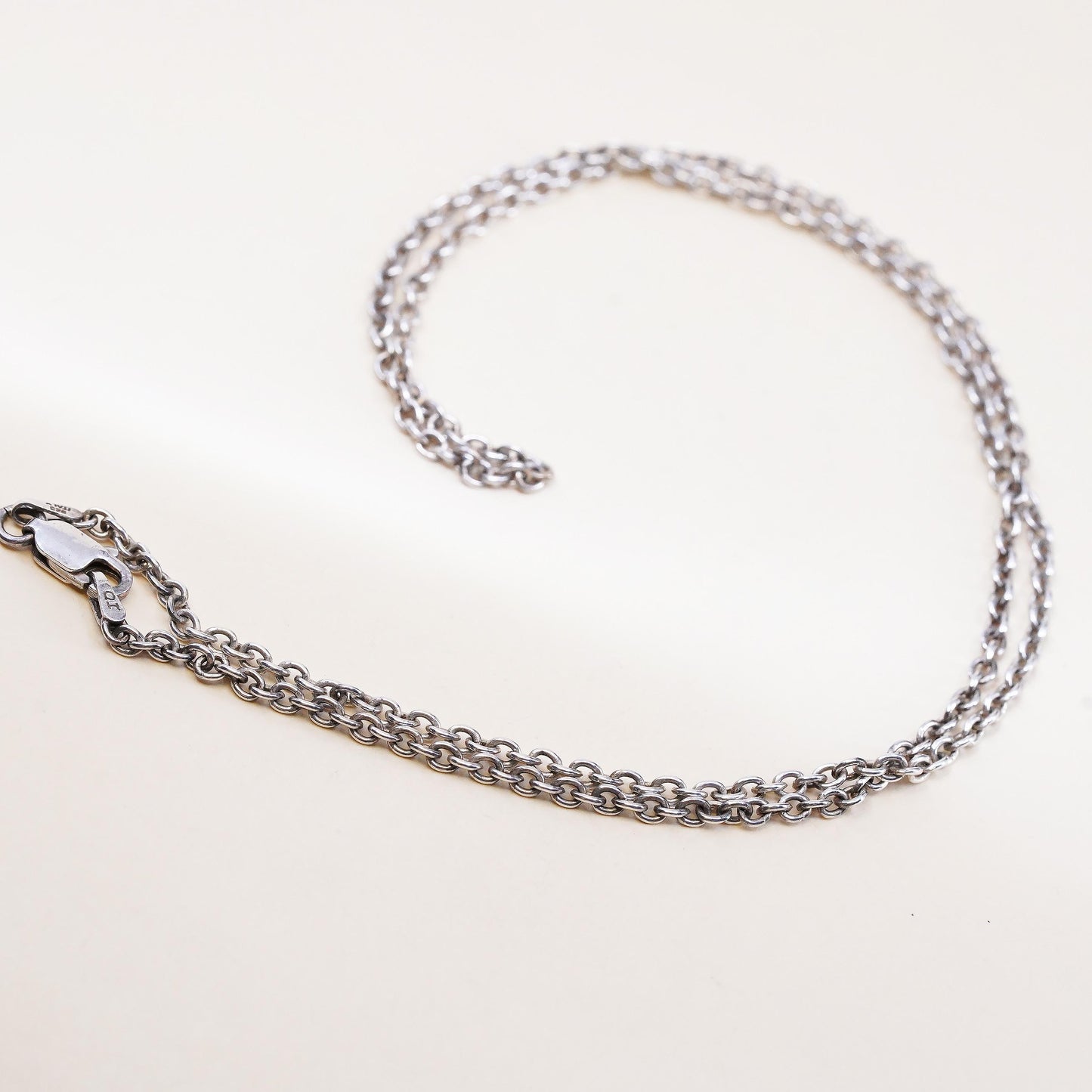 18" 2mm, vintage Sterling silver necklace, 925 circle chain,