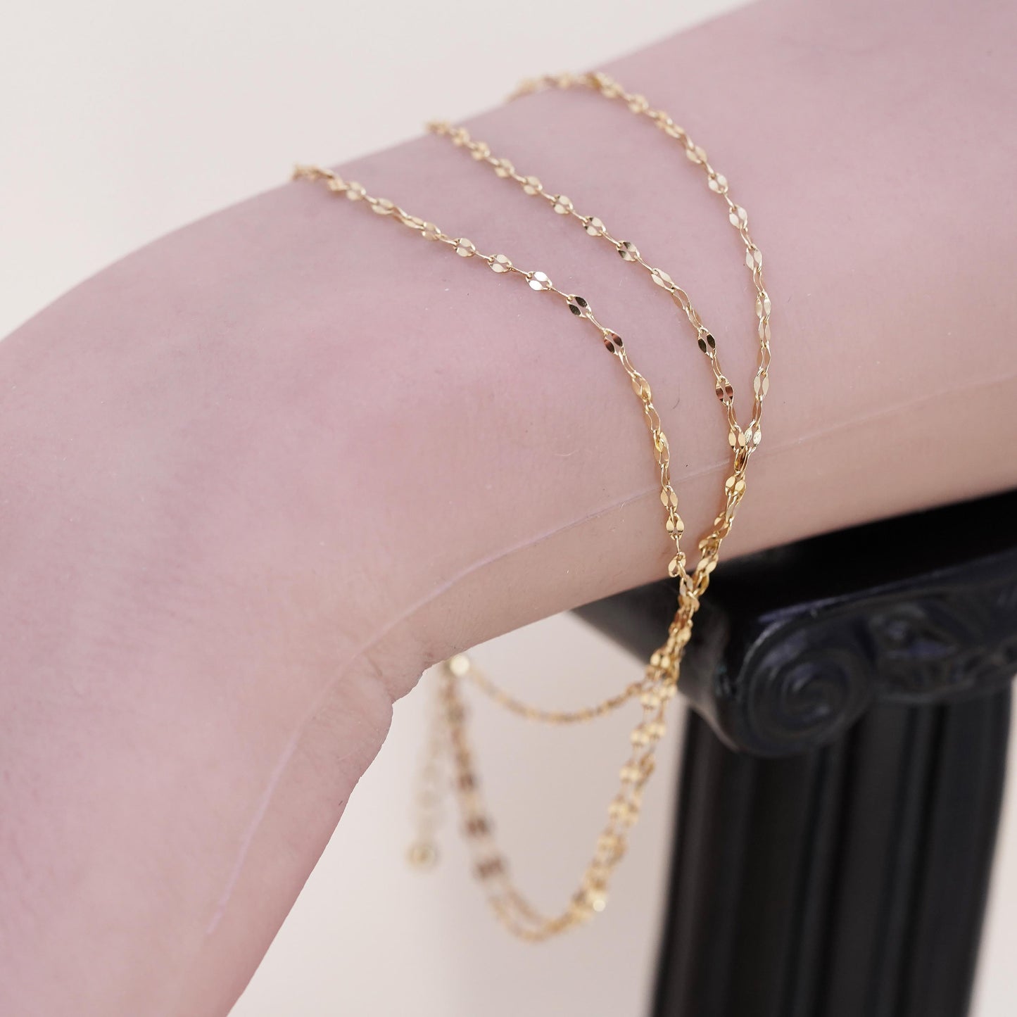 8.25+1”, VTG yellow gold over sterling 925 silver bracelet, multi strands chain