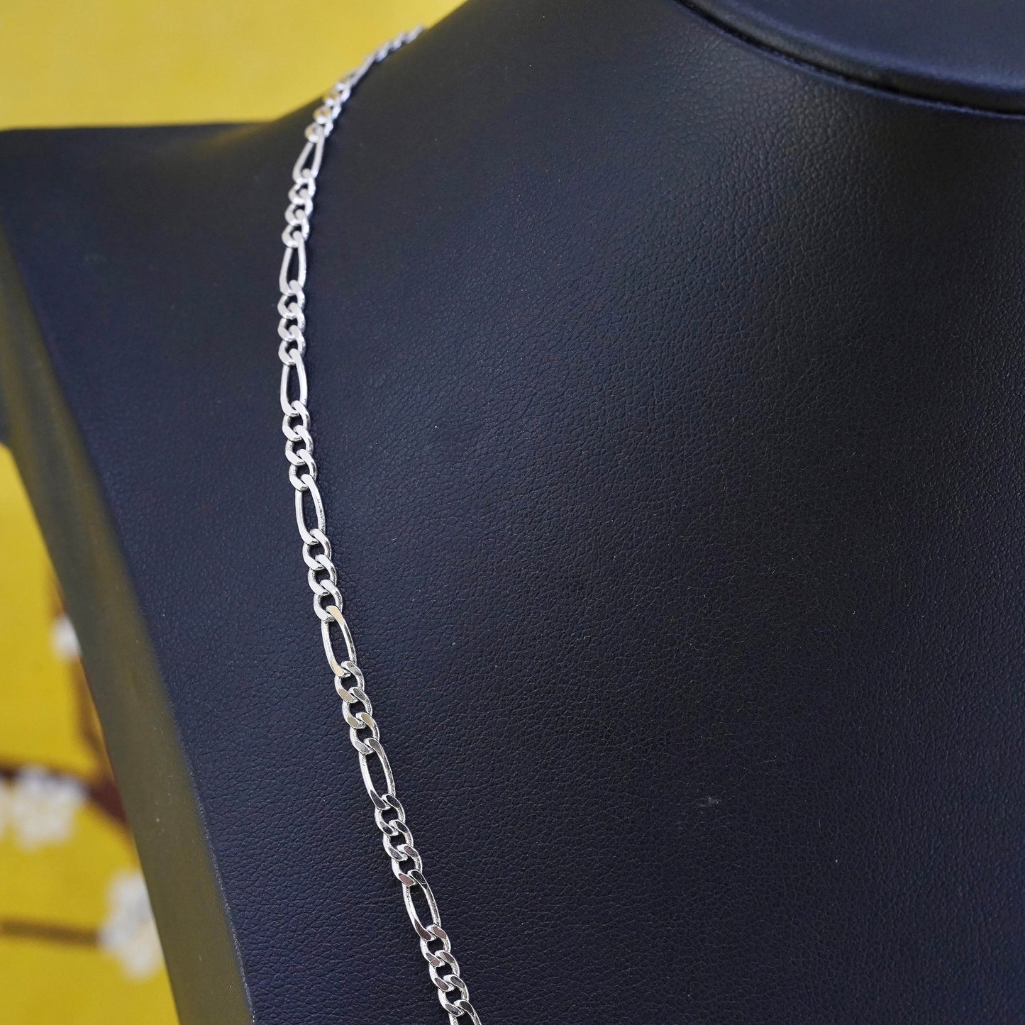 19" 3mm, vintage Sterling silver figaro chain, Italy 925 necklace