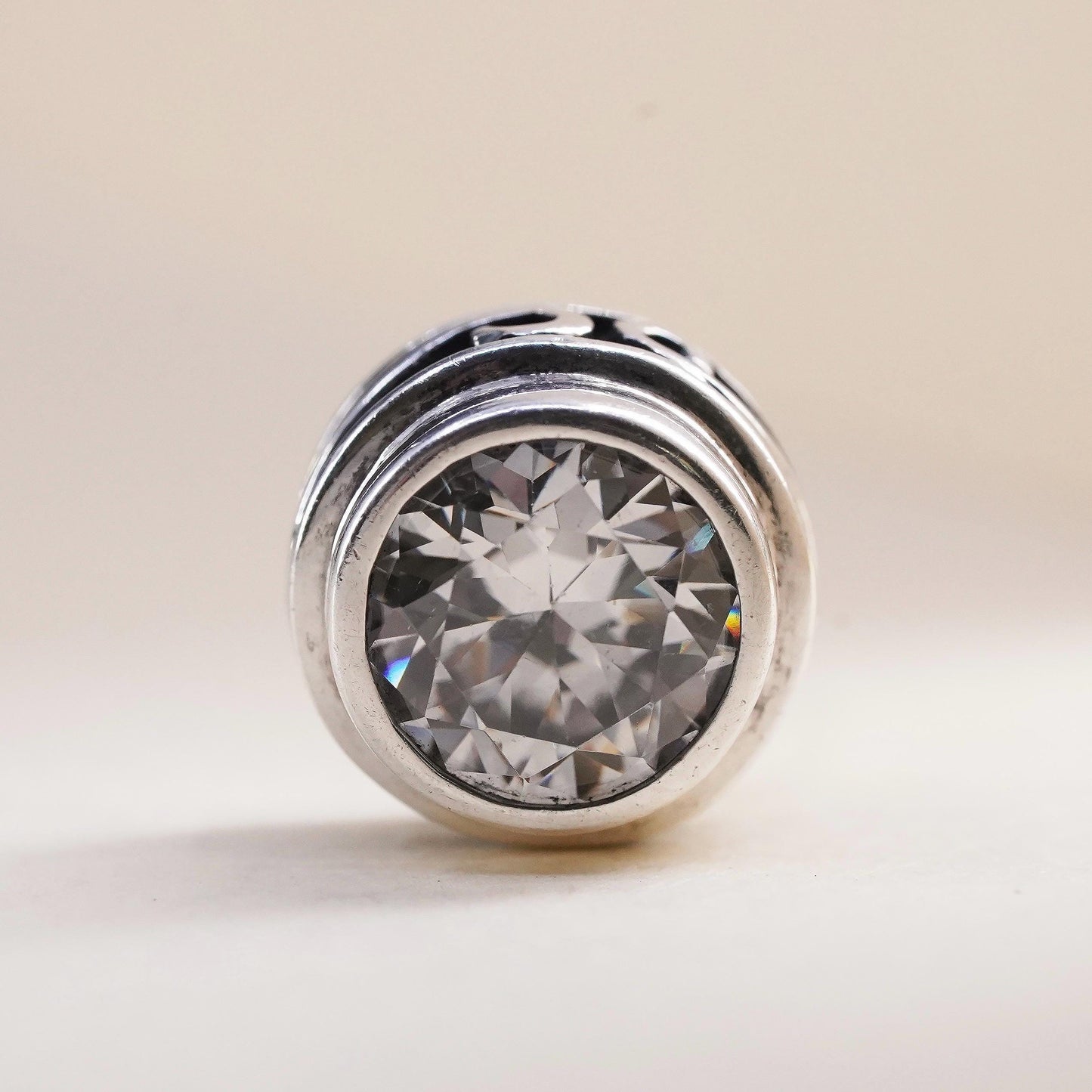 Silpada Sterling Silver Bezel Set Faceted CZ Scroll Stud single earring P1232