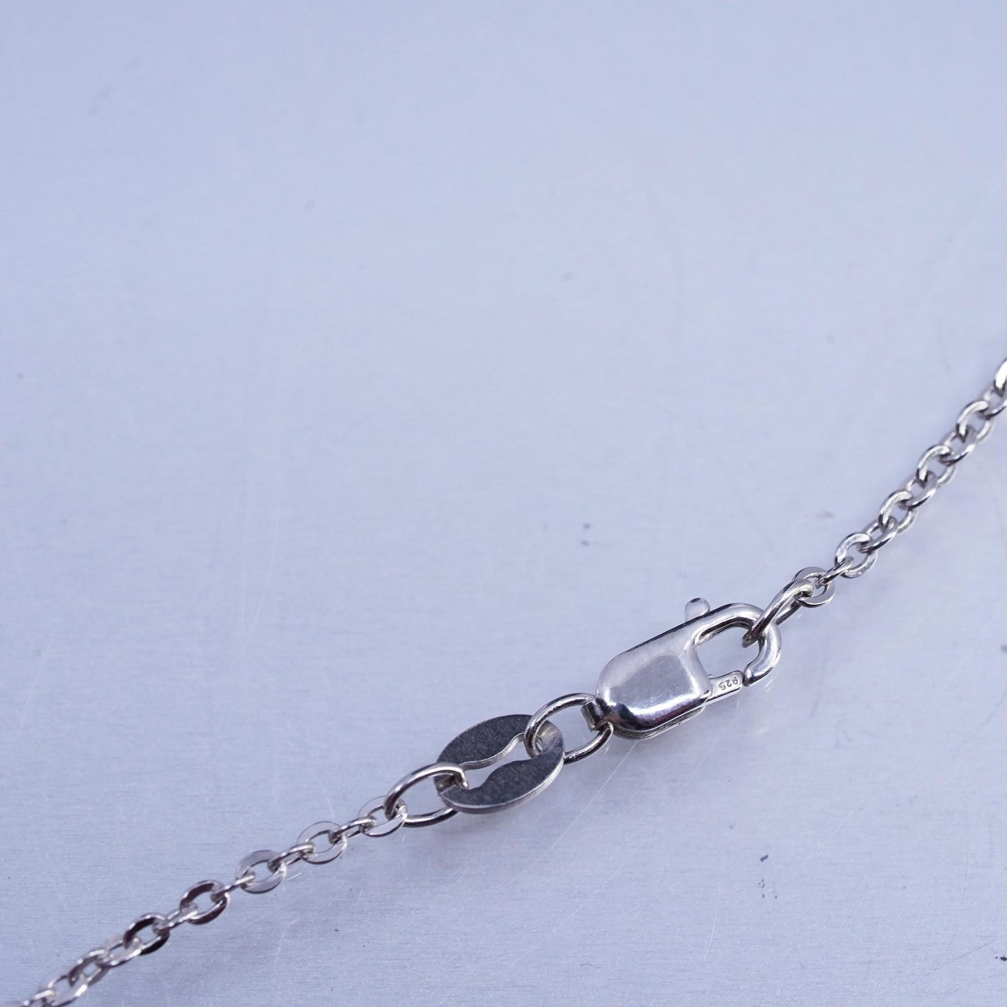 17+1" 1.6mm, vintage Italian Sterling 925 silver flatten circle chain necklace