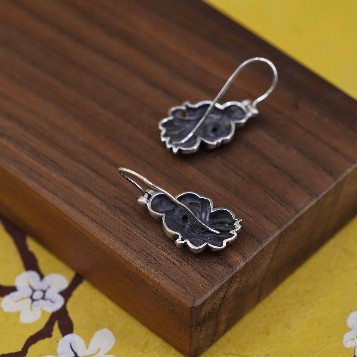 Vintage Sterling silver handmade earrings, 925 sprial dangle