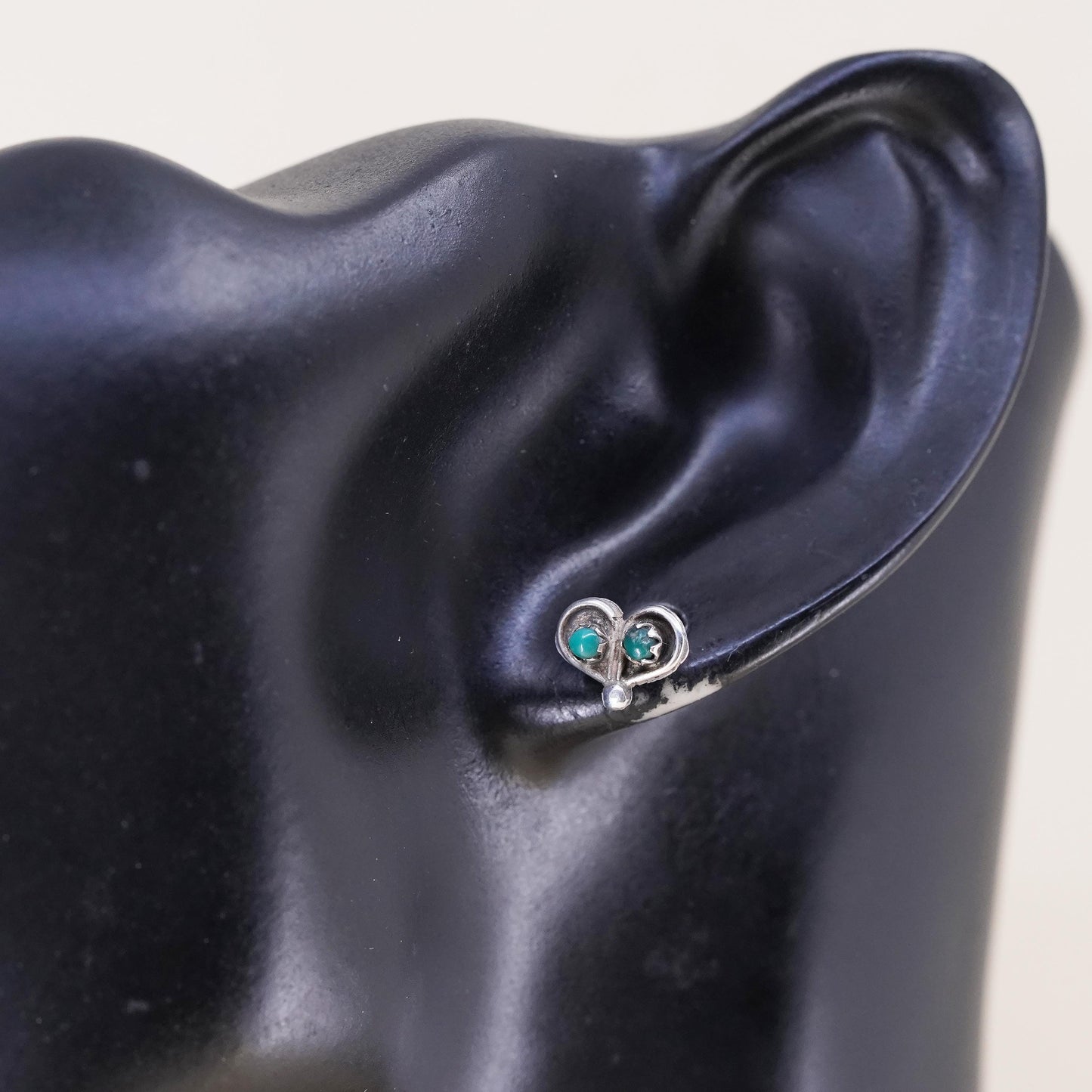 Native American Sterling silver earrings, solid 925 silver studs with turquoise