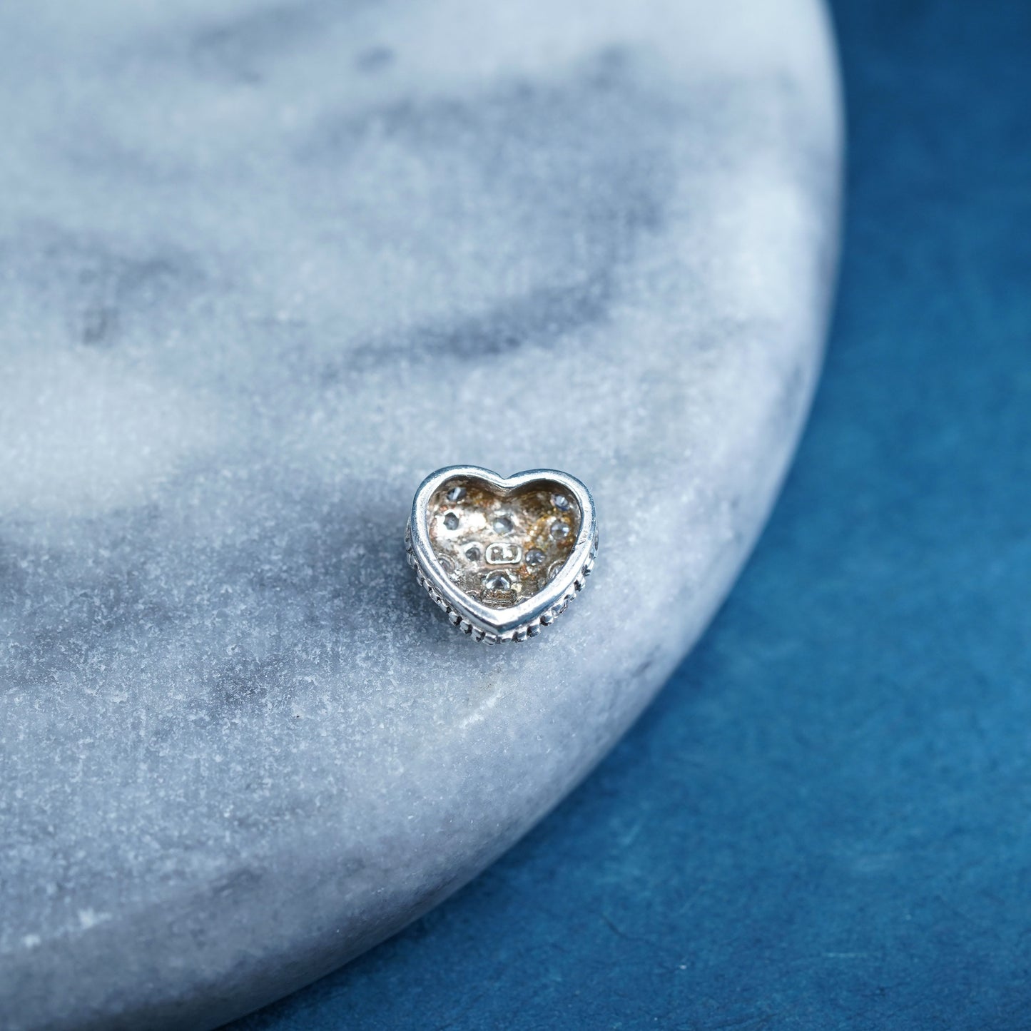 Vintage Sterling silver handmade pedant, 925 heart with crystal details