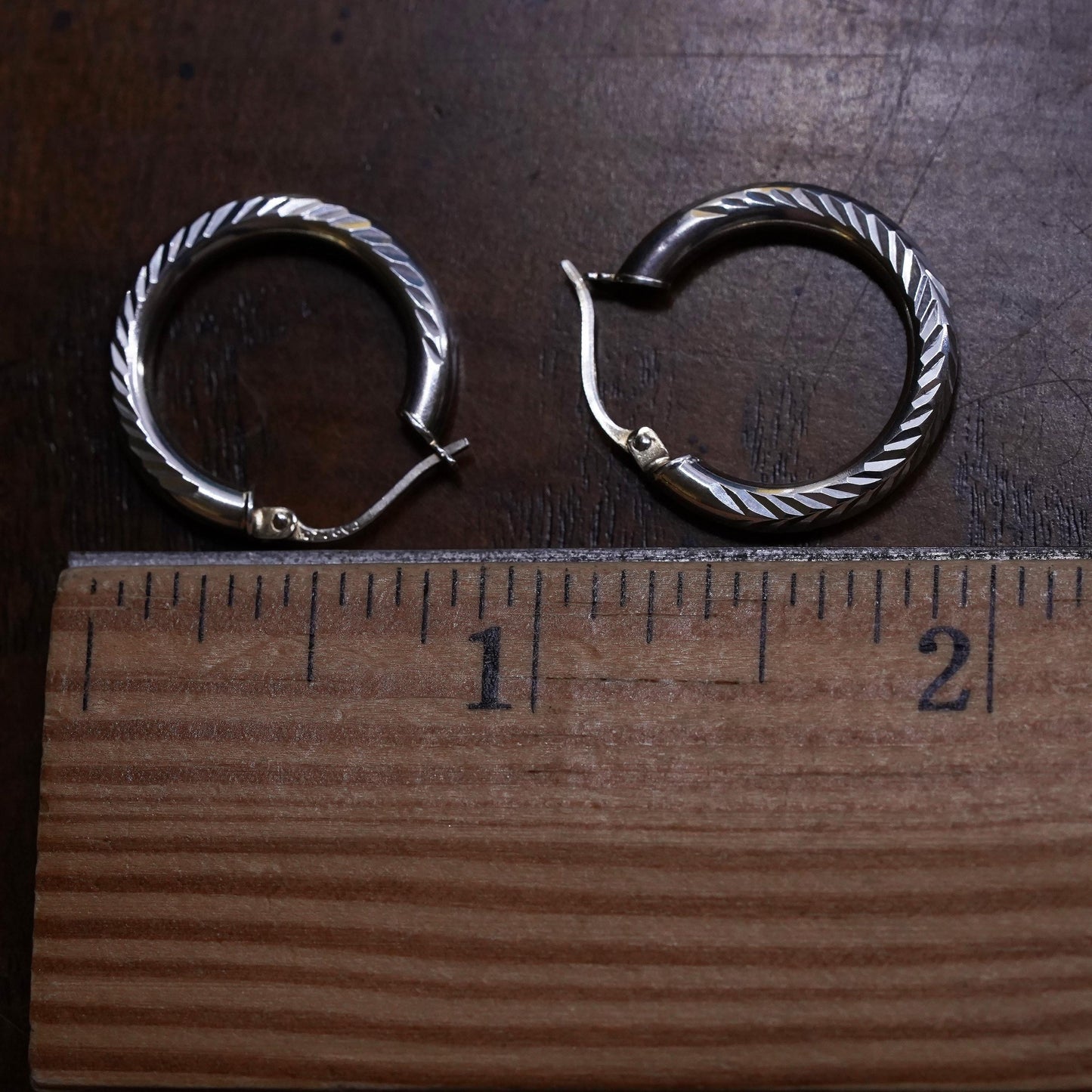 0.75”, vintage Sterling silver handmade earrings, 925 hoops, huggie