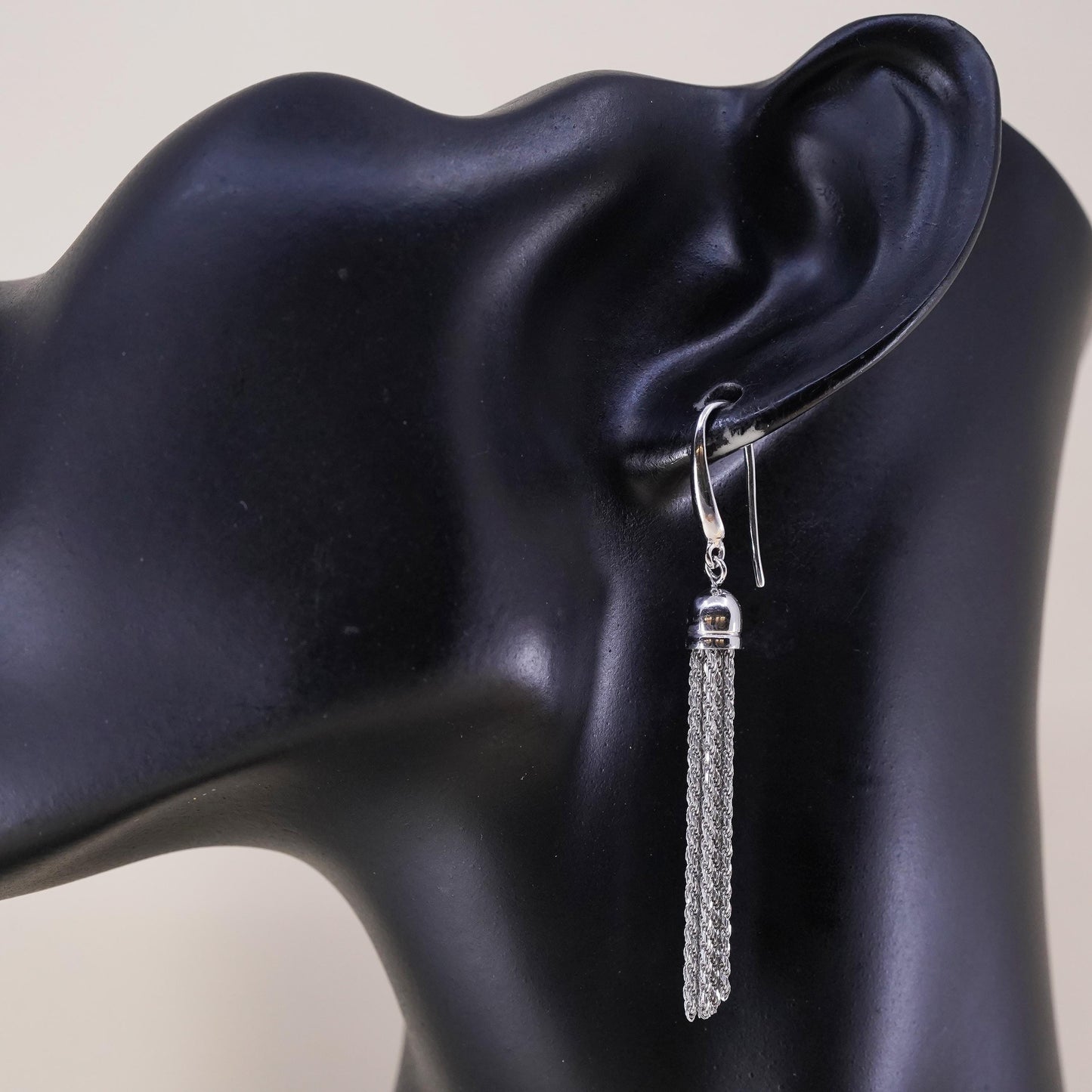 Vintage Peru Sterling 925 silver handmade rope chain fridge earrings