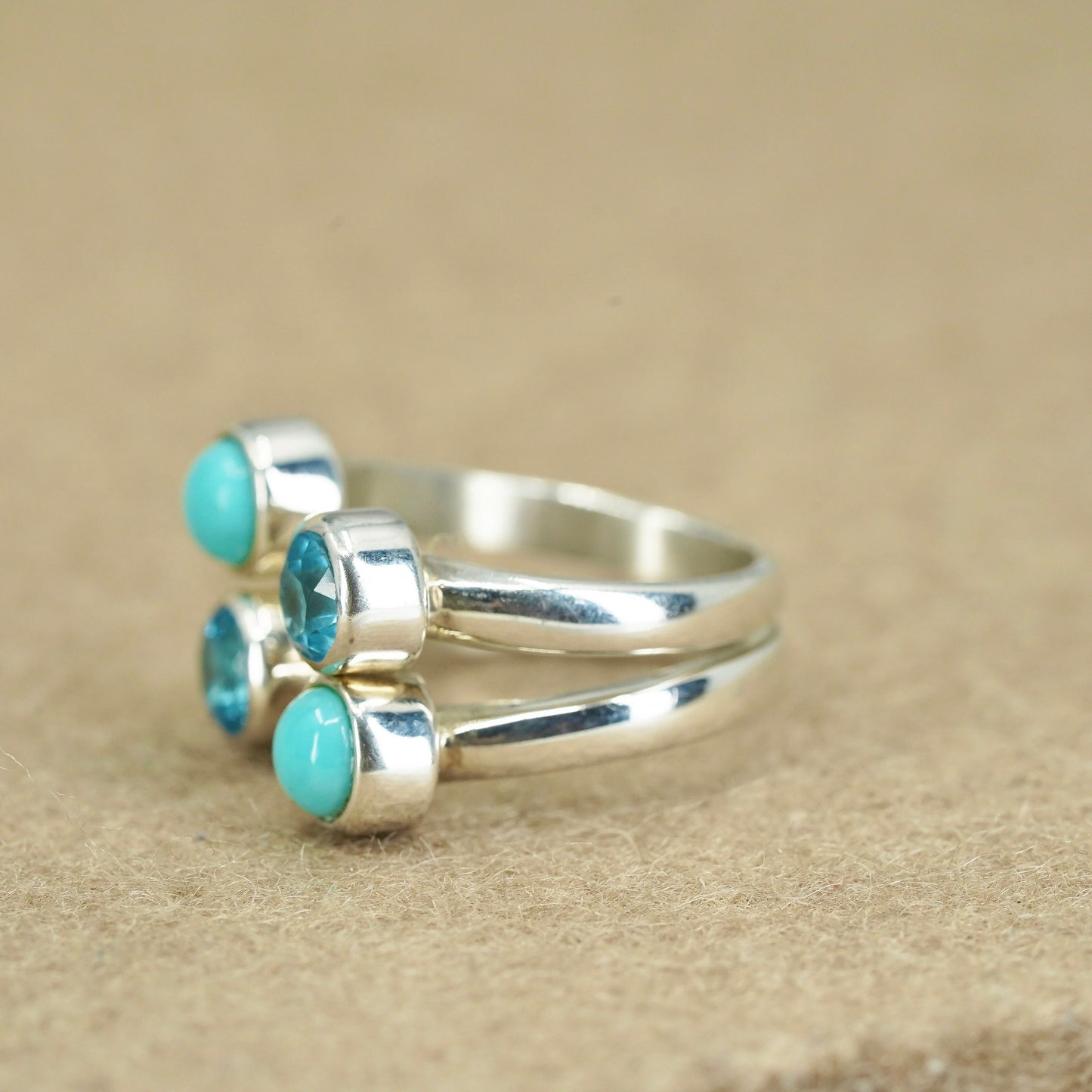 Size 5.5, DTR Jay King Sterling 925 silver wrap ring with turquoise and topaz