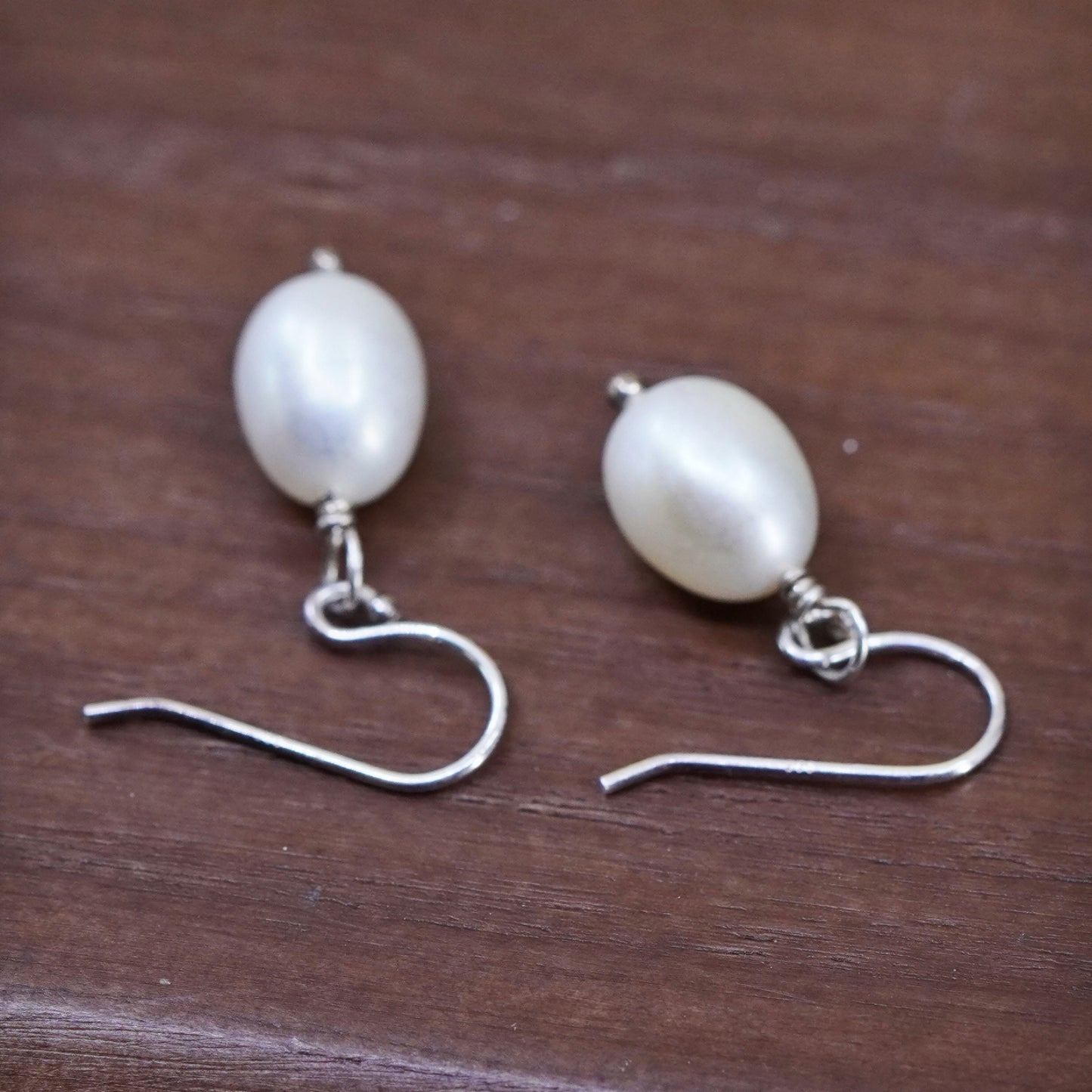 Vintage Sterling 925 silver handmade earrings with pearl