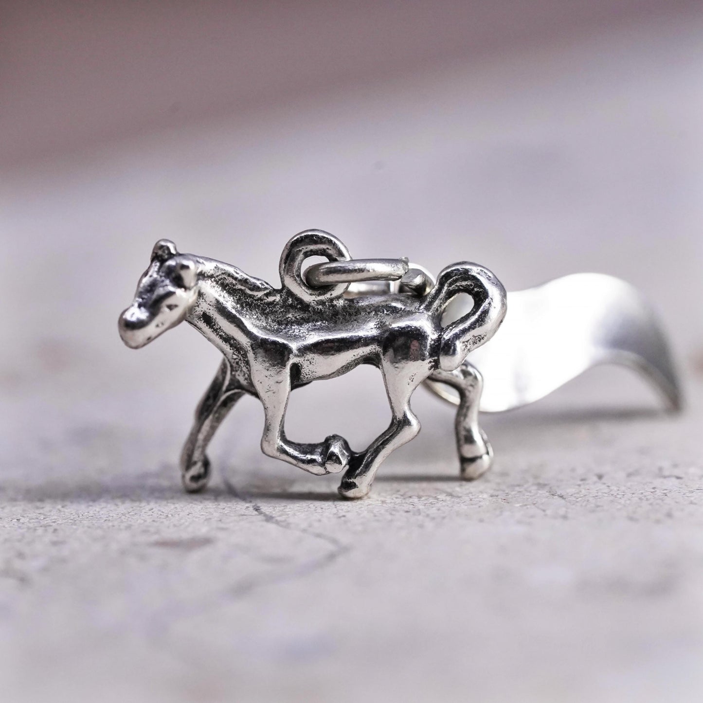 sterling silver pendant, 925 horse charm with Rocky Mountain national park tag