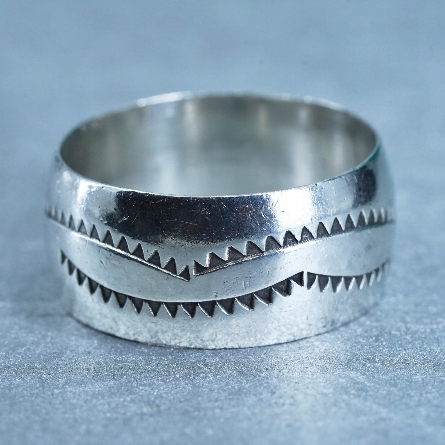 Size 11, Native American southwestern Sterling 925 silver ring, wide band