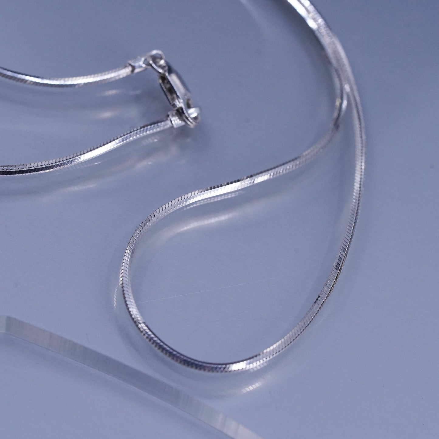 18” 1mm, vintage Italian Sterling 925 silver square snake chain necklace