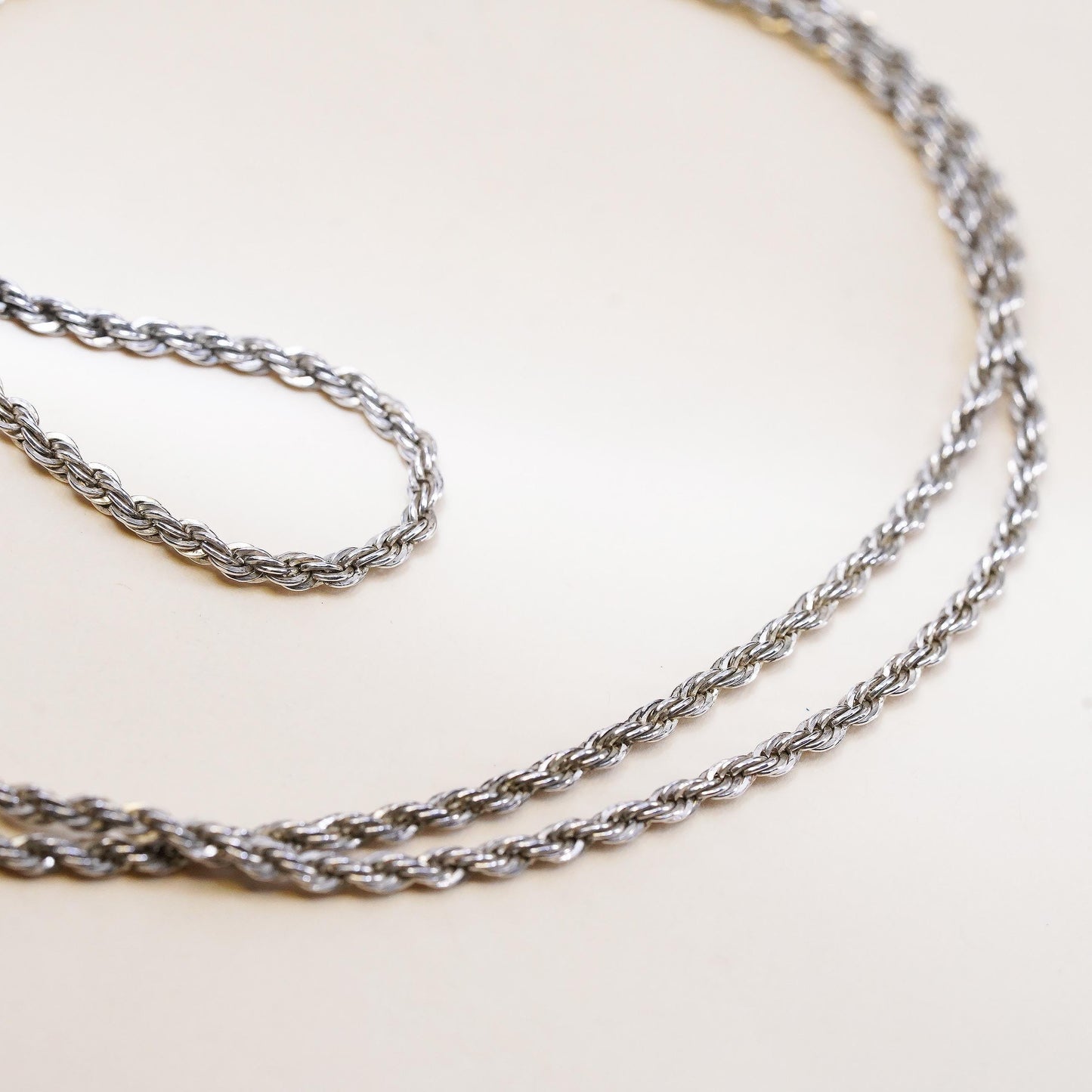 24",, VTG Danecraft USA Sterling silver necklace, 925 Diamond cut rope chain