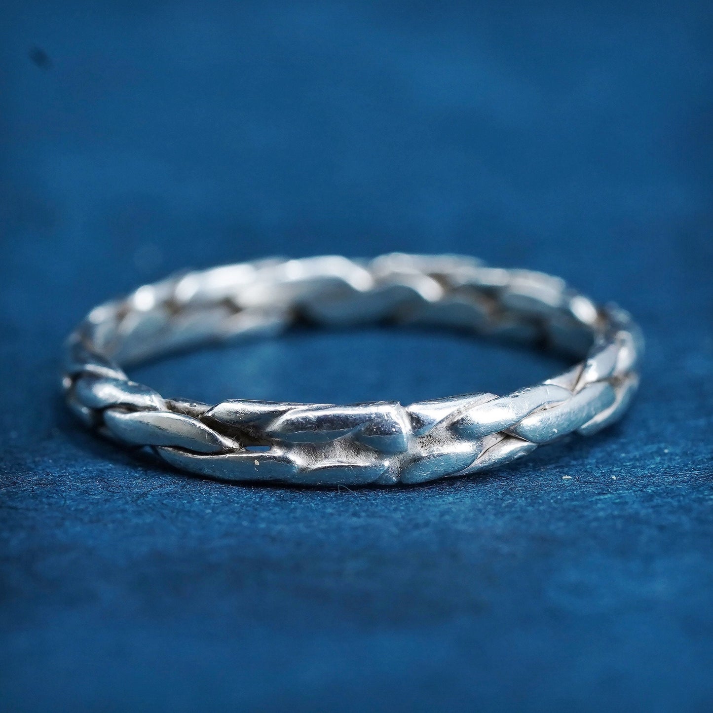Size 8.5, vintage Sterling silver handmade ring, 925 woven band