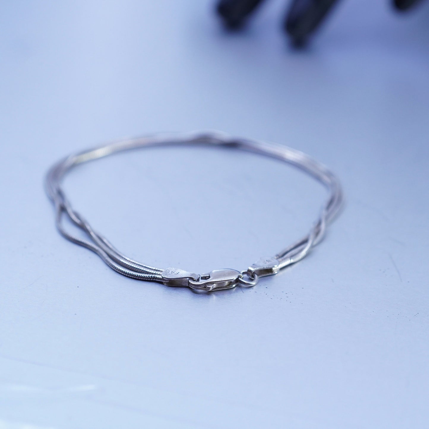 8”, Sterling 925 silver handmade bracelet, multi strands snake link chain