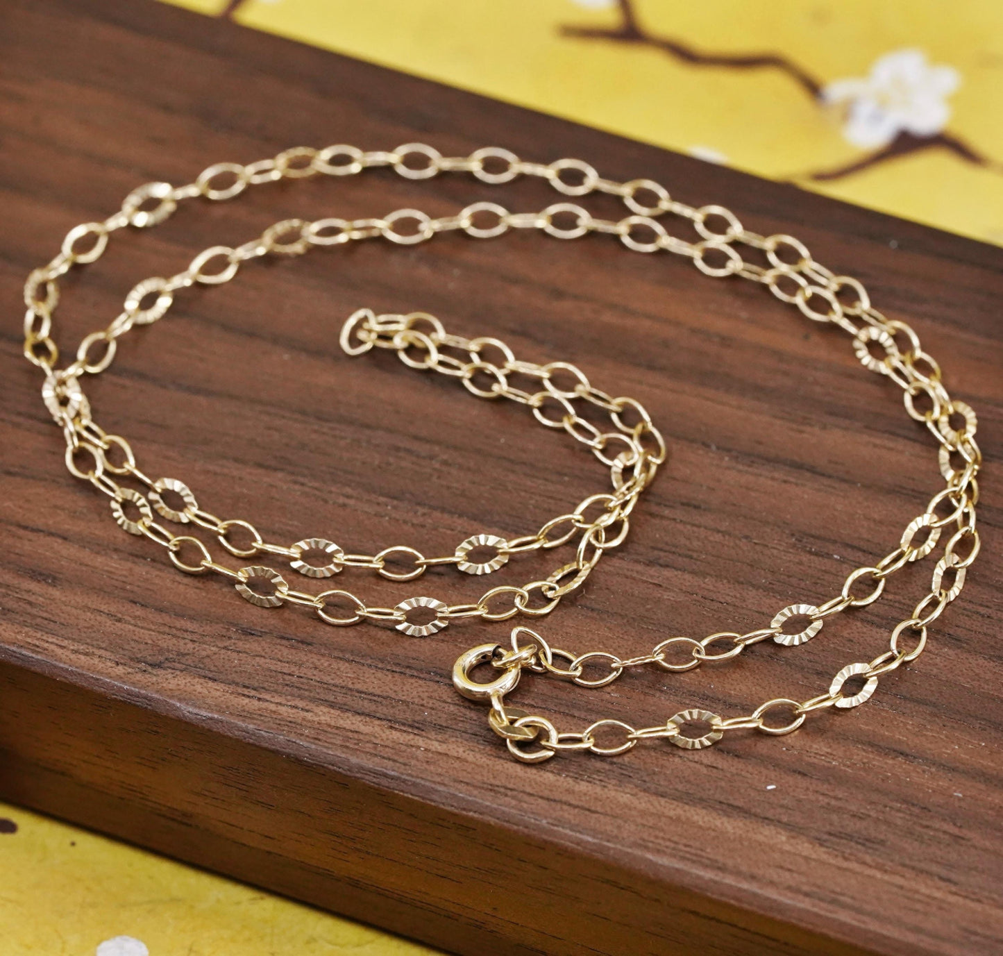 20", vermeil Sterling silver textured oval chain gold filled Italy 925 necklace