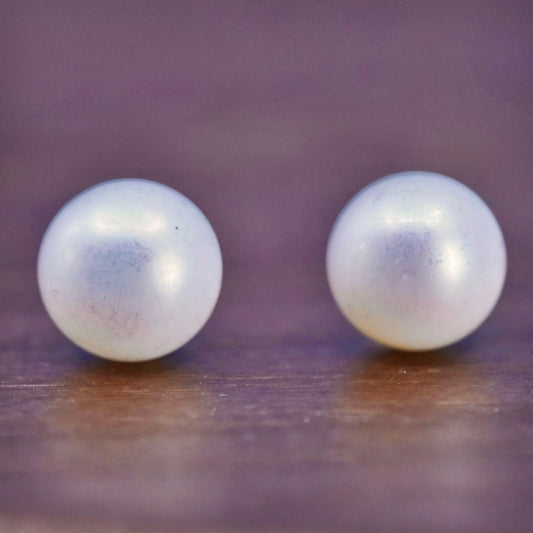 7mm, Sterling 925 silver with freshwater pearl studs earrings