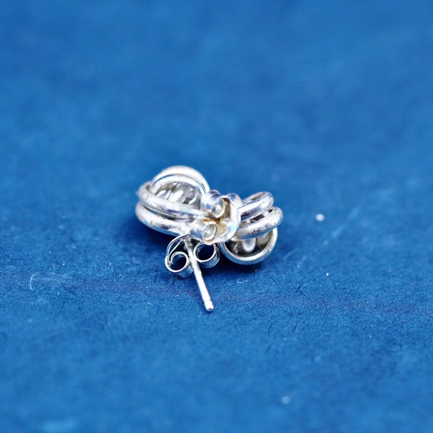 Vintage Sterling silver handmade earrings, 925 entwined studs