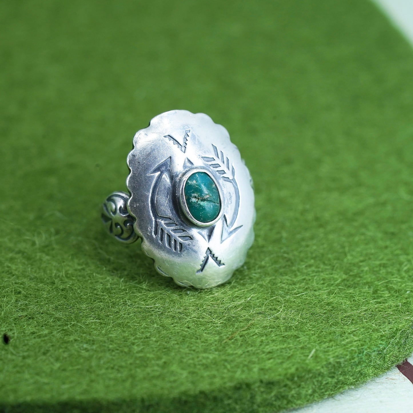 sz 4.5, Native American sterling silver ring, 925 band turquoise, Southwestern